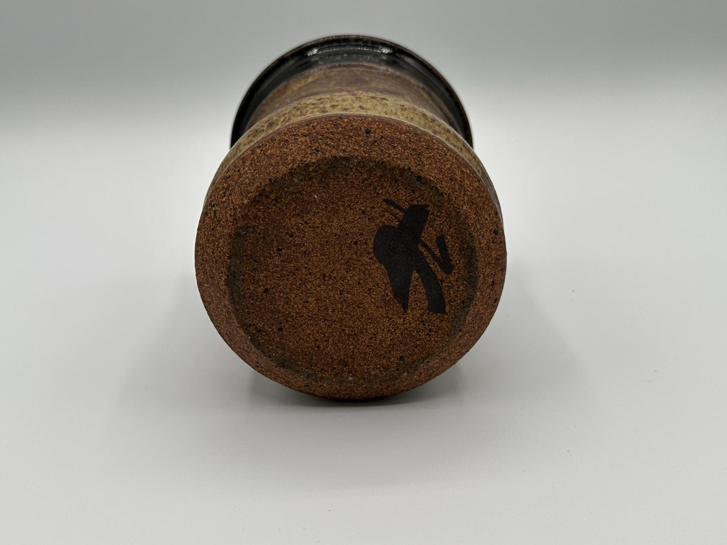 Artisanal Wabi-Sabi Pottery Tumbler: Rustic Brown Glazed Ceramic Cup for Boho & Mid-Century Modern Décor