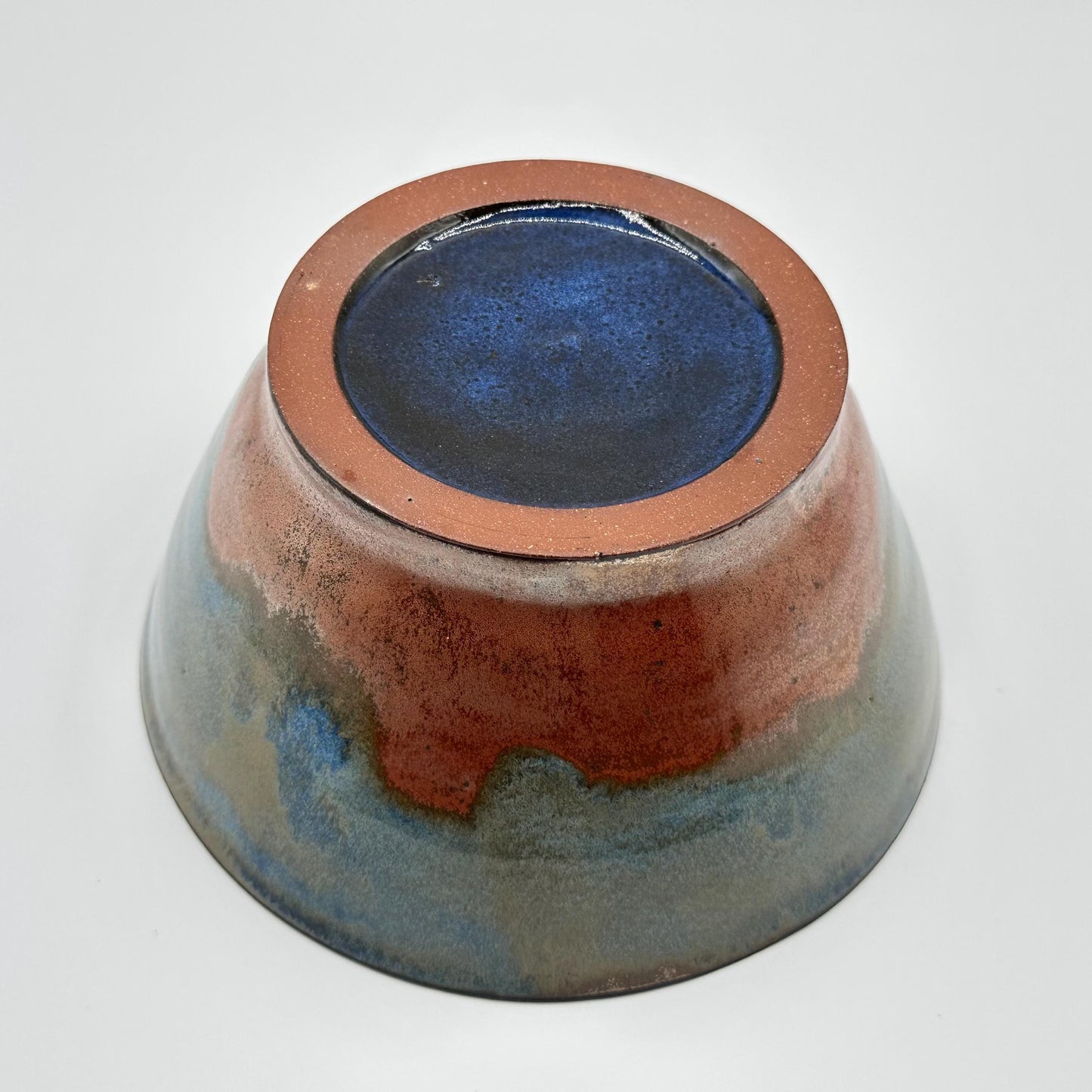 Rustic Stoneware Pottery Bowl - Handcrafted Ceramic Serving Dish with Blue & Earth-Tone Glaze
