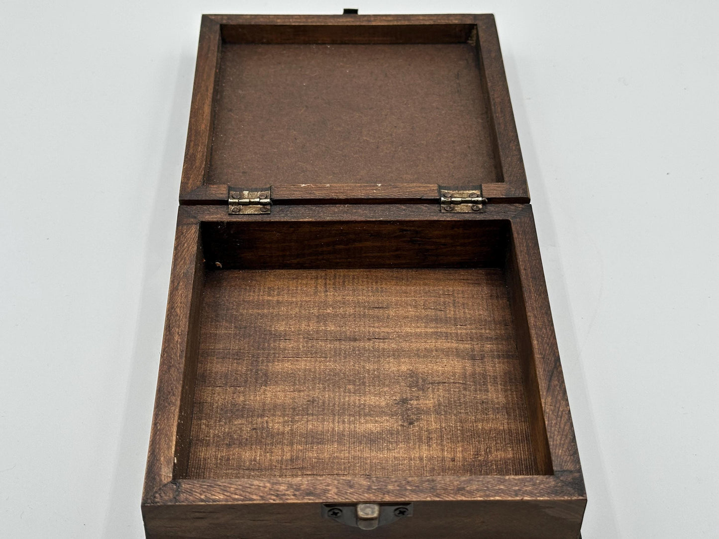 Vintage Wooden Jewelry Box: Timeless Keepsake Storage with Colorful Boho Tiled Lid - Unique Handmade Gift