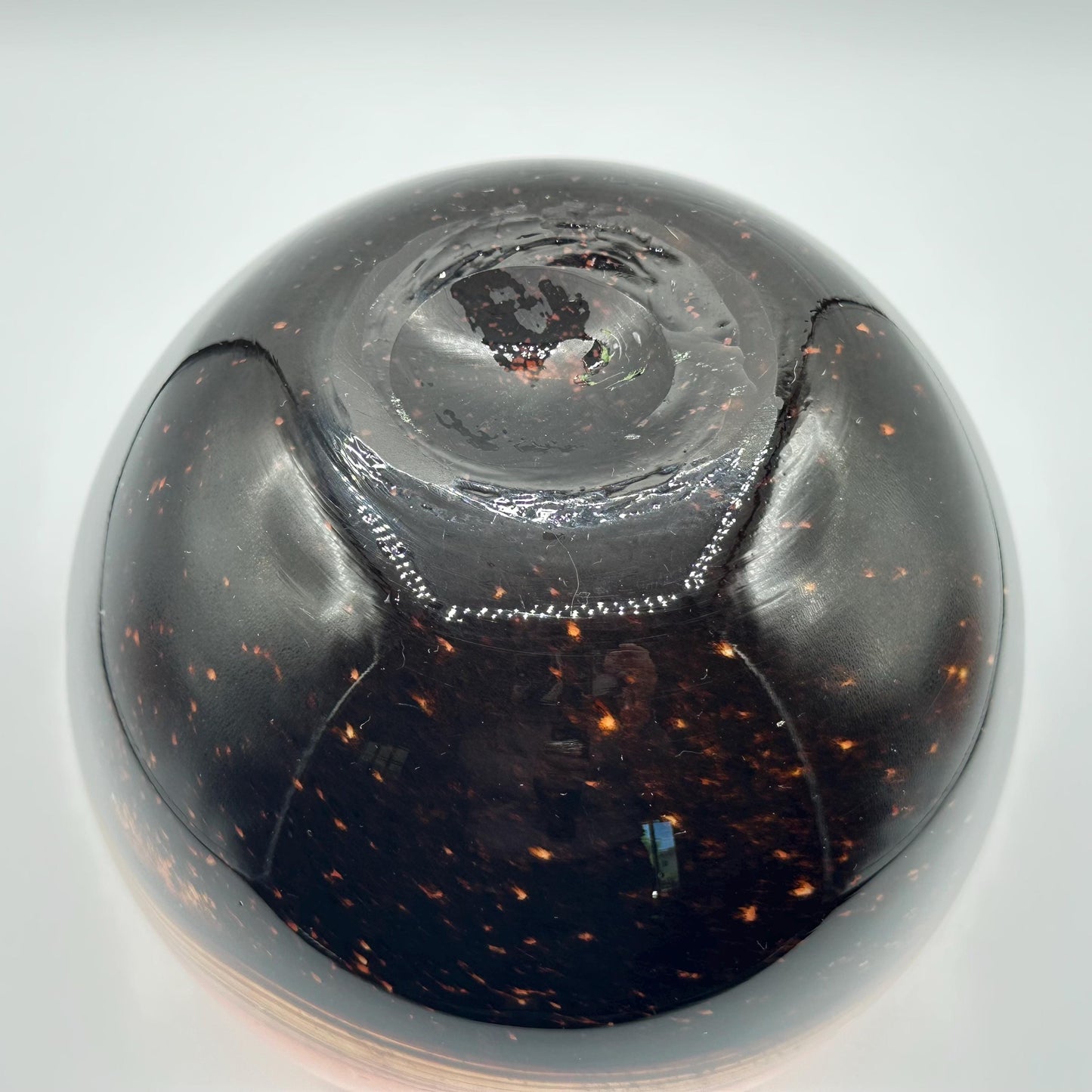 Elegant Round Art Glass Vase: Modern Orange & Brown Swirl Decorative Vessel for Contemporary Homes