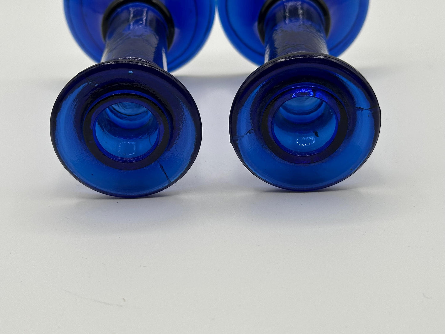 Elegant Cobalt Blue Glass Candleholders: Versatile Tabletop Decor for Weddings, Home & Special Events