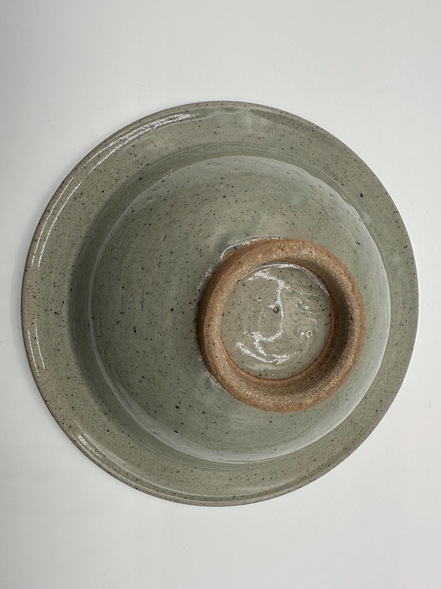 Artist-Signed Studio Pottery: Speckled Pedestal Bowl with Square Pattern - Handcrafted by Holt