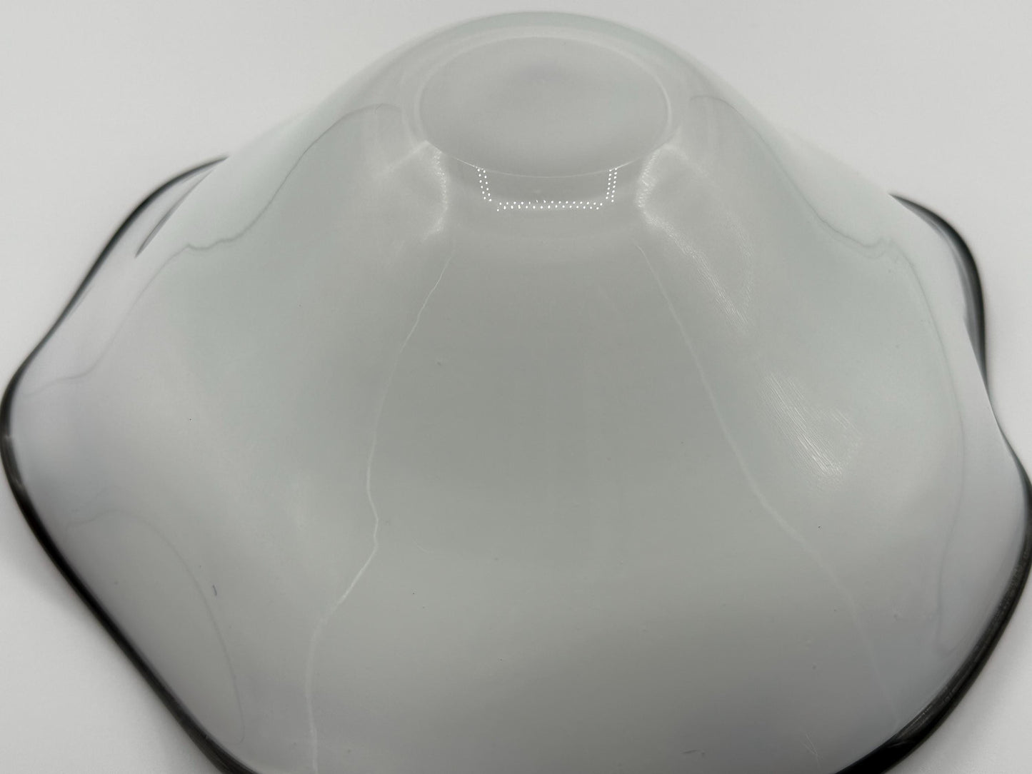Vintage Art Deco Fenton Glass Bowl: White with Purple & Pink Accents - Elegant Home Decor