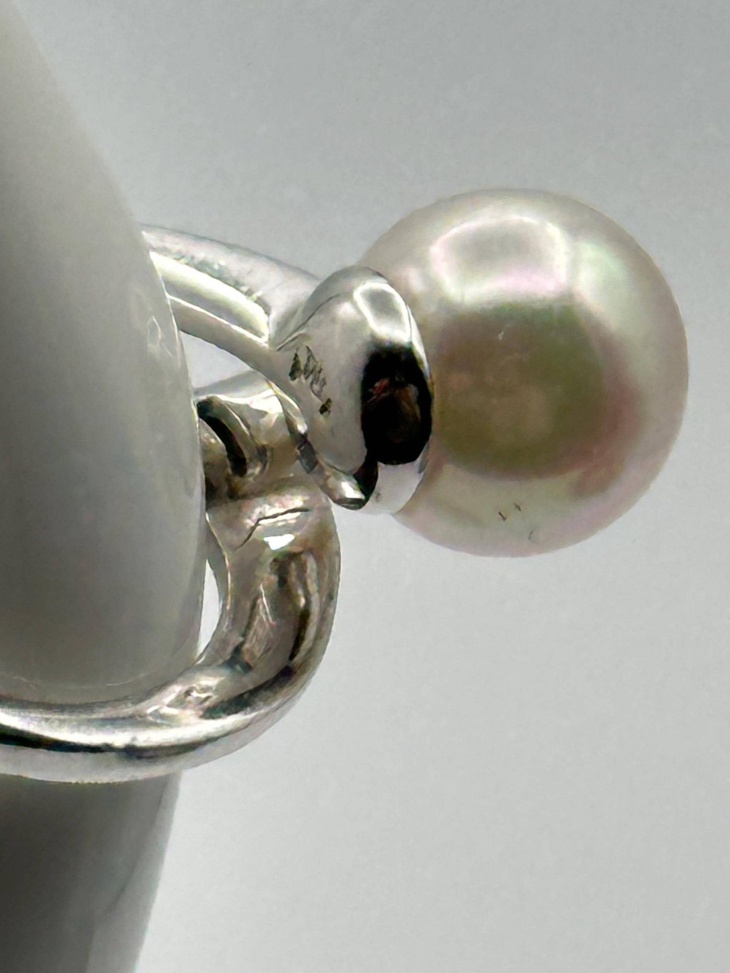 Elegant Pearl and Cubic Zirconia Sterling Silver Ring - Dainty Bridal Jewelry Gift