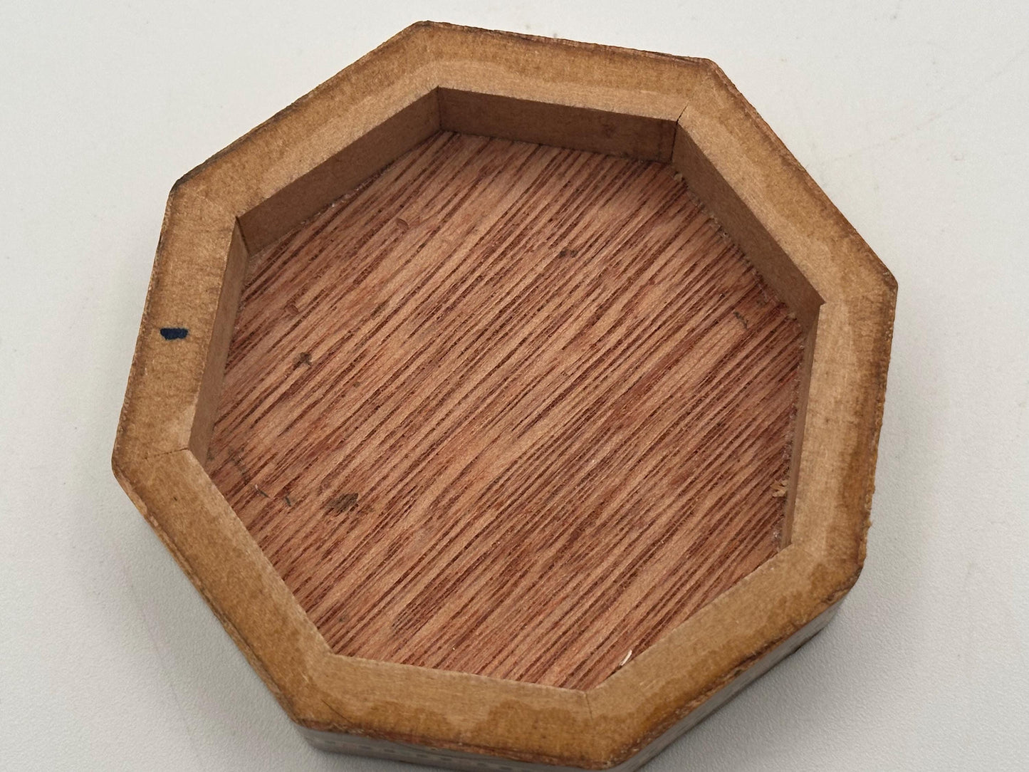 Wooden Jewelry Trinket Box Marquetry Inlaid Wood Octagon Shaped Storage Keepsake Gift