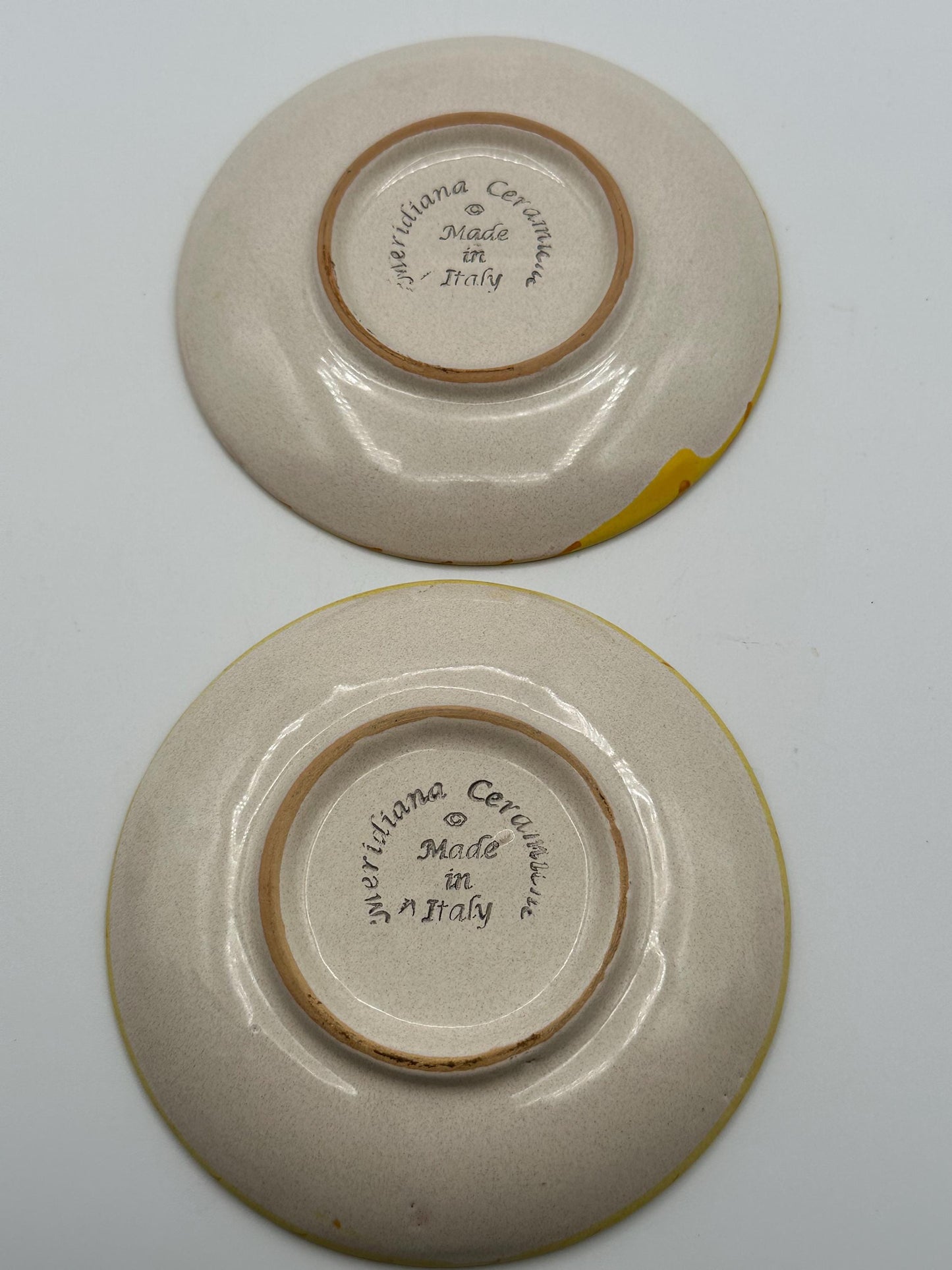 Meridiana Ceramiche Hand Painted Italian Cup Saucer Set of 2 - Vintage Ceramic Dinnerware
