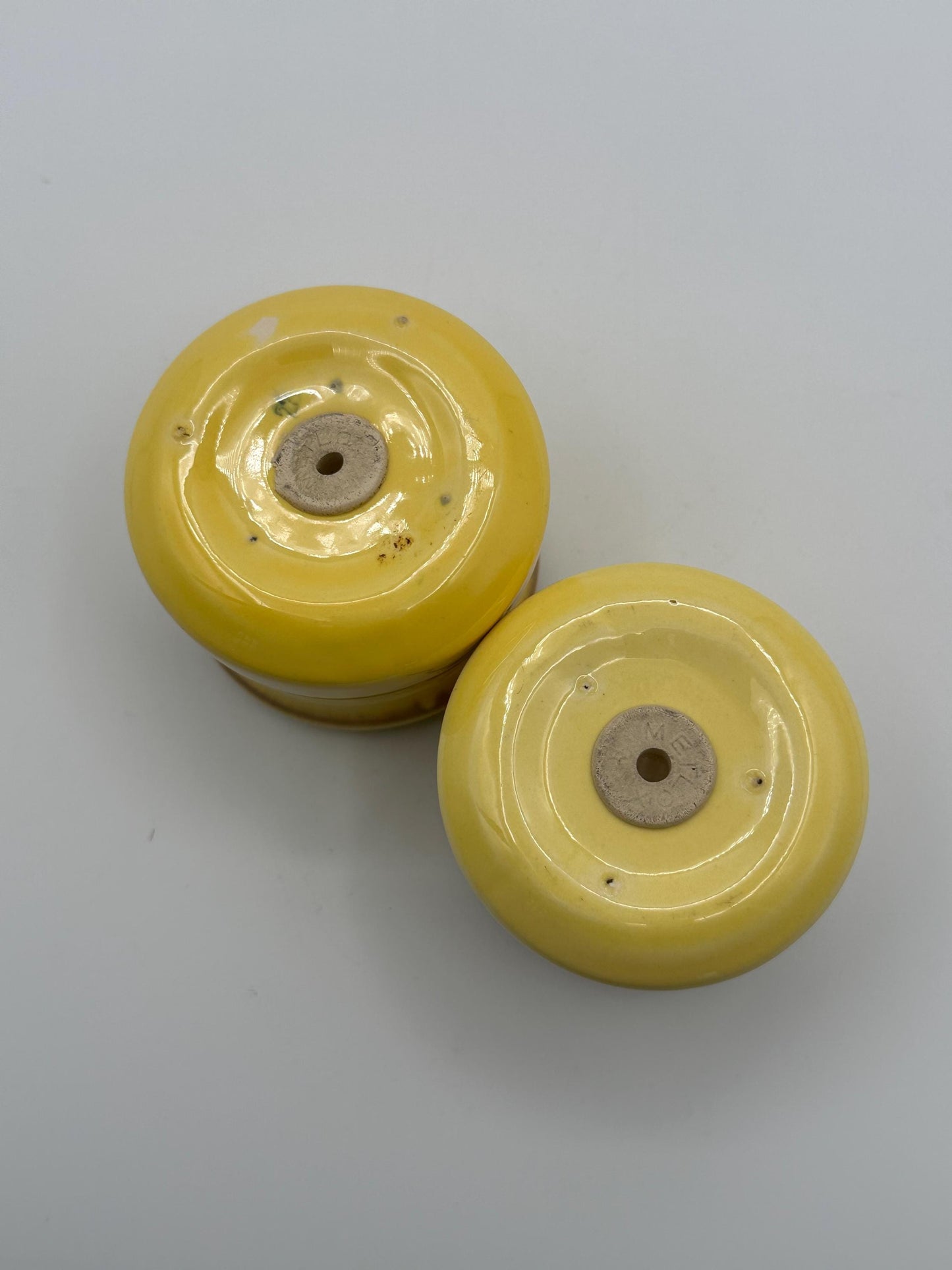 Vintage Metlox Poppytrail San Clemente Yellow Salt Pepper Shakers Mid Century Kitchen Collectible Pottery