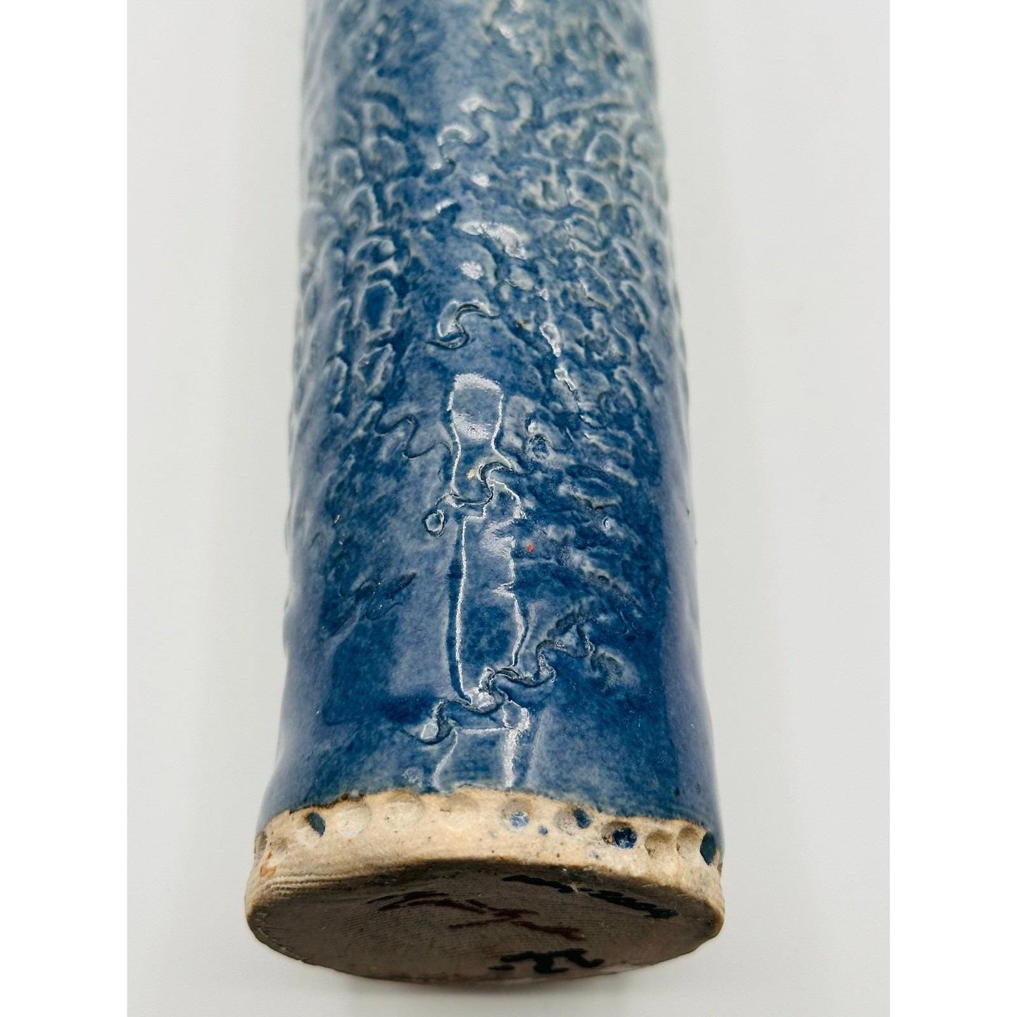 Handmade Studio Pottery Vase - Tall Textured Ceramic Bud Artist Signed Decorative Home Decor