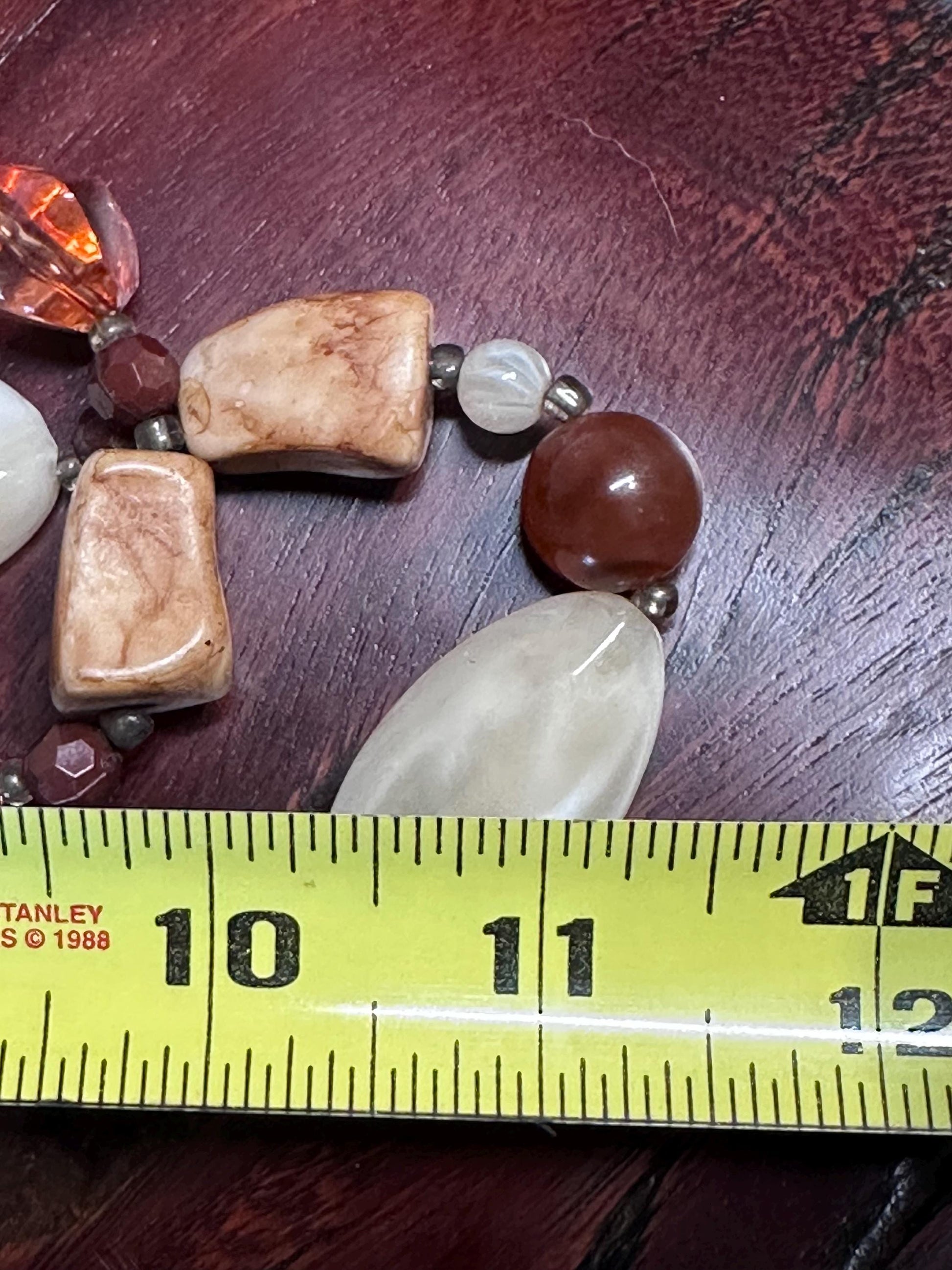 Vintage Earth Tone Chunky Beaded Statement Necklace: Boho Amber Stone Jewelry for Women