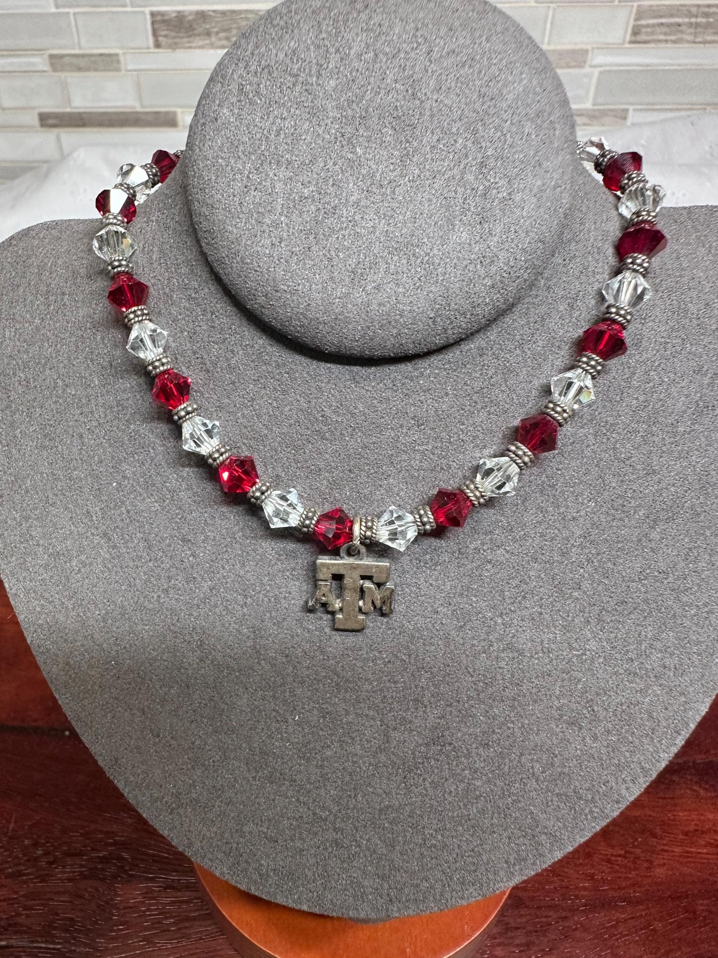 Texas A&M Aggie Spirit Beaded Bracelet Maroon and White College Jewelry for Fans and Alumni