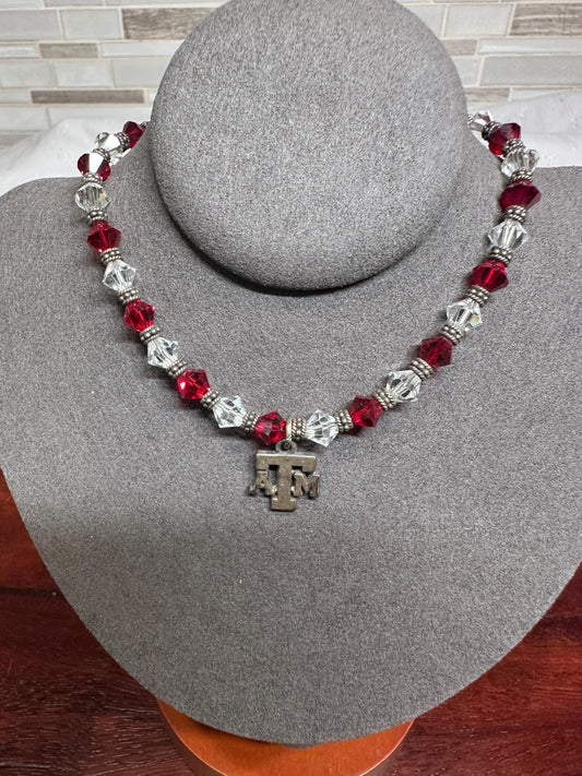 Texas A&M Aggie Spirit Beaded Bracelet Maroon and White College Jewelry for Fans and Alumni