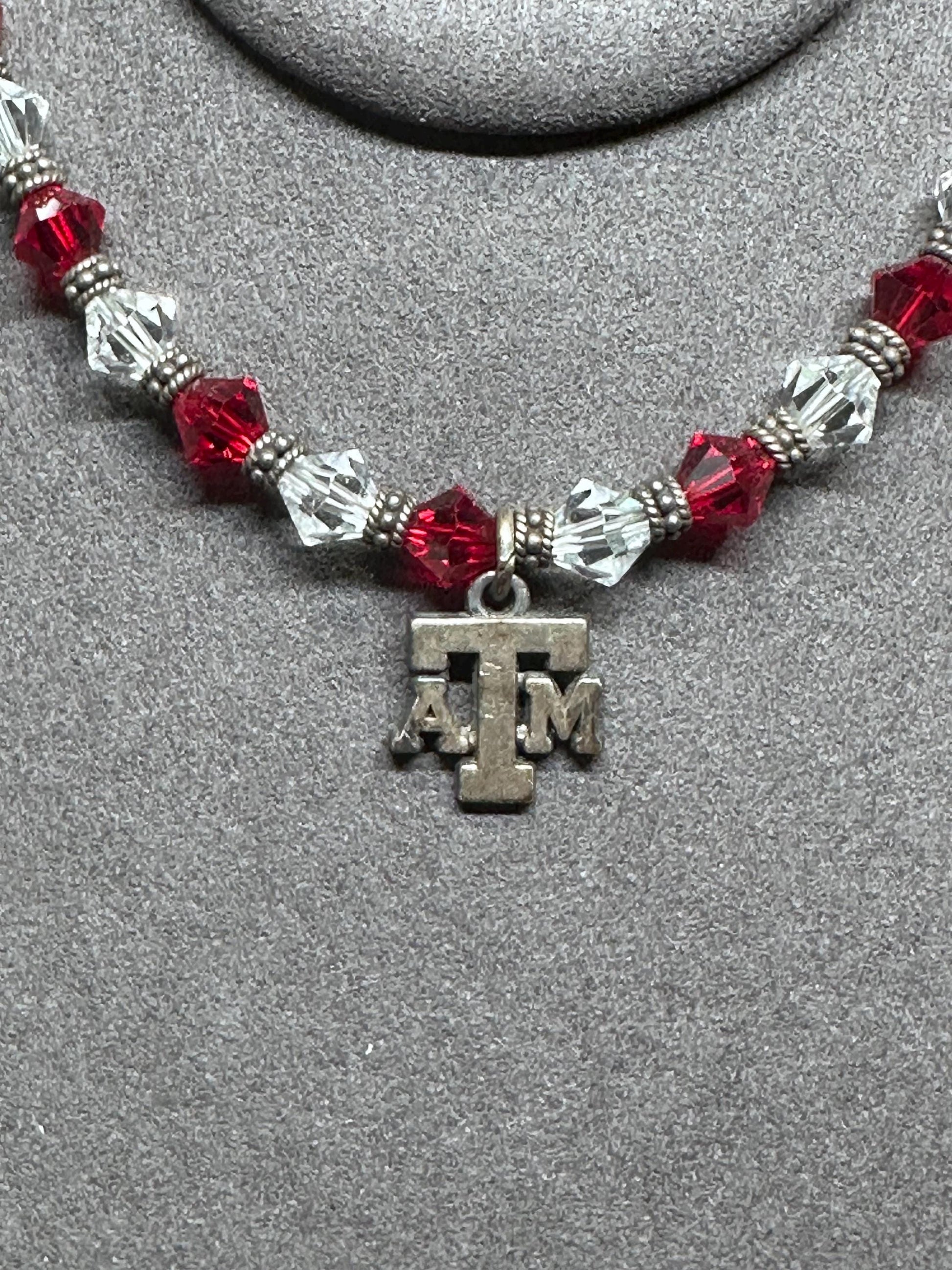Texas A&M Aggie Spirit Beaded Bracelet Maroon and White College Jewelry for Fans and Alumni