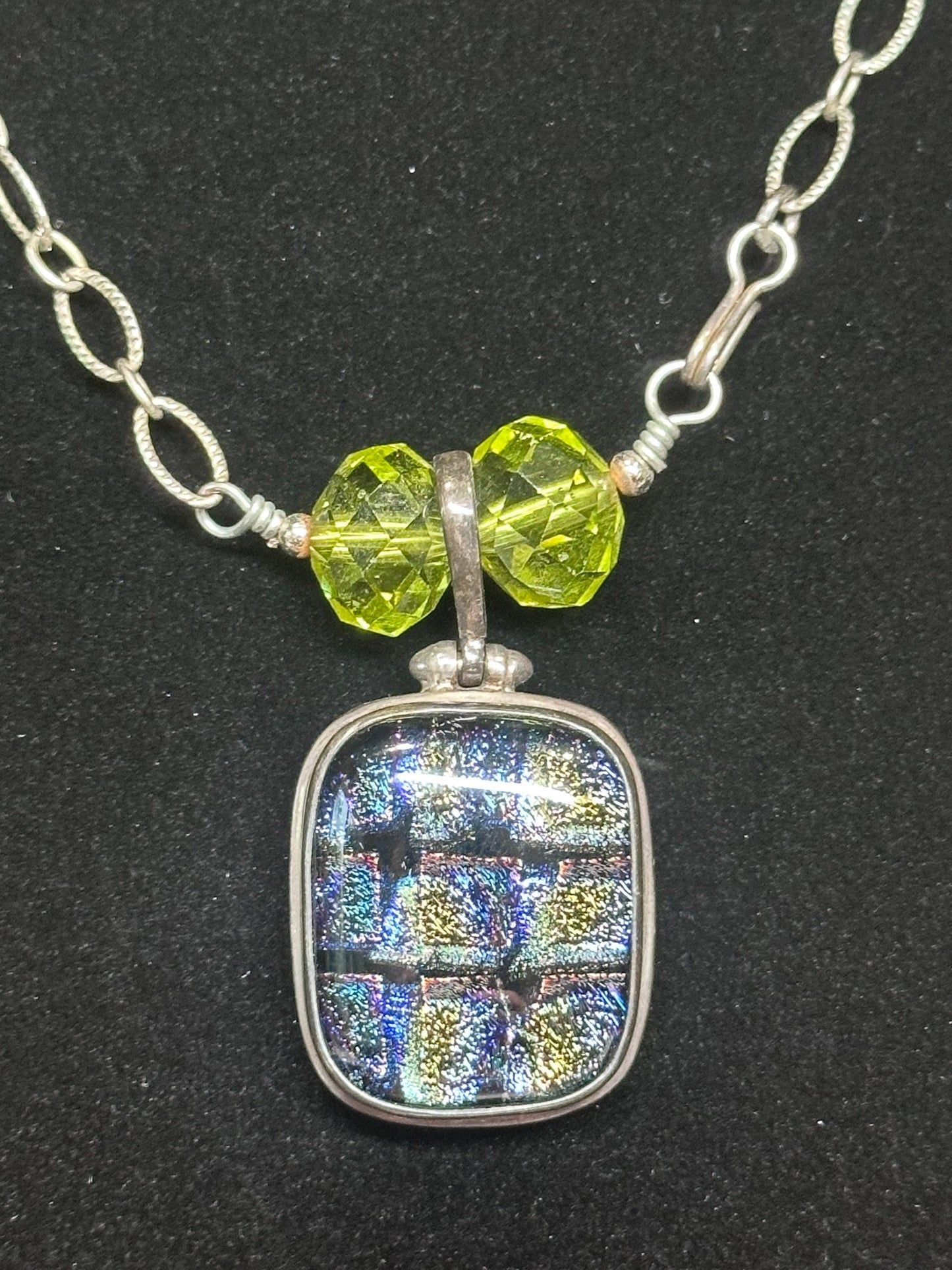 Shimmering Dichroic Glass Pendant: Handcrafted Artisan Jewelry for Elegant Everyday Wear