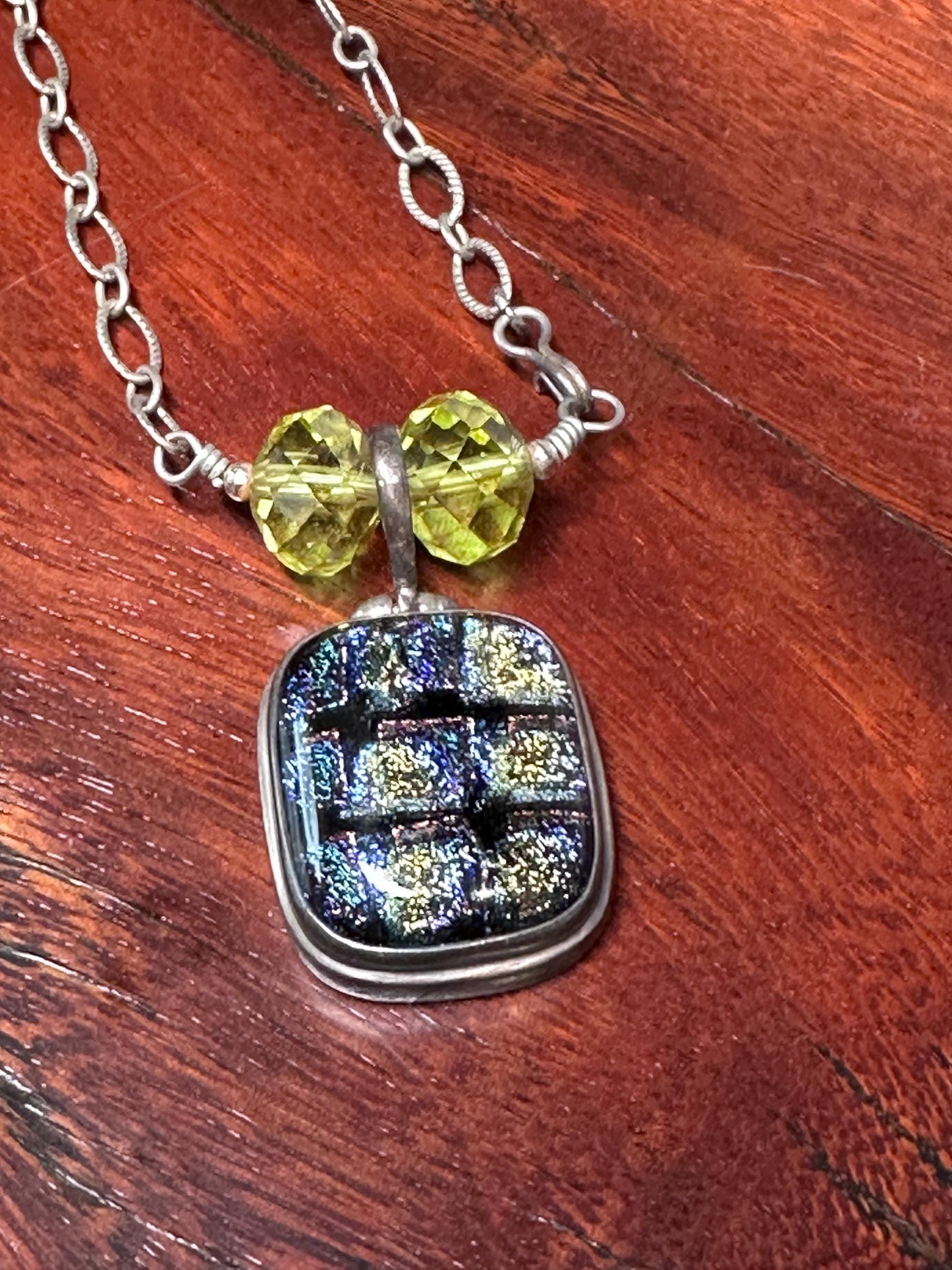Shimmering Dichroic Glass Pendant: Handcrafted Artisan Jewelry for Elegant Everyday Wear