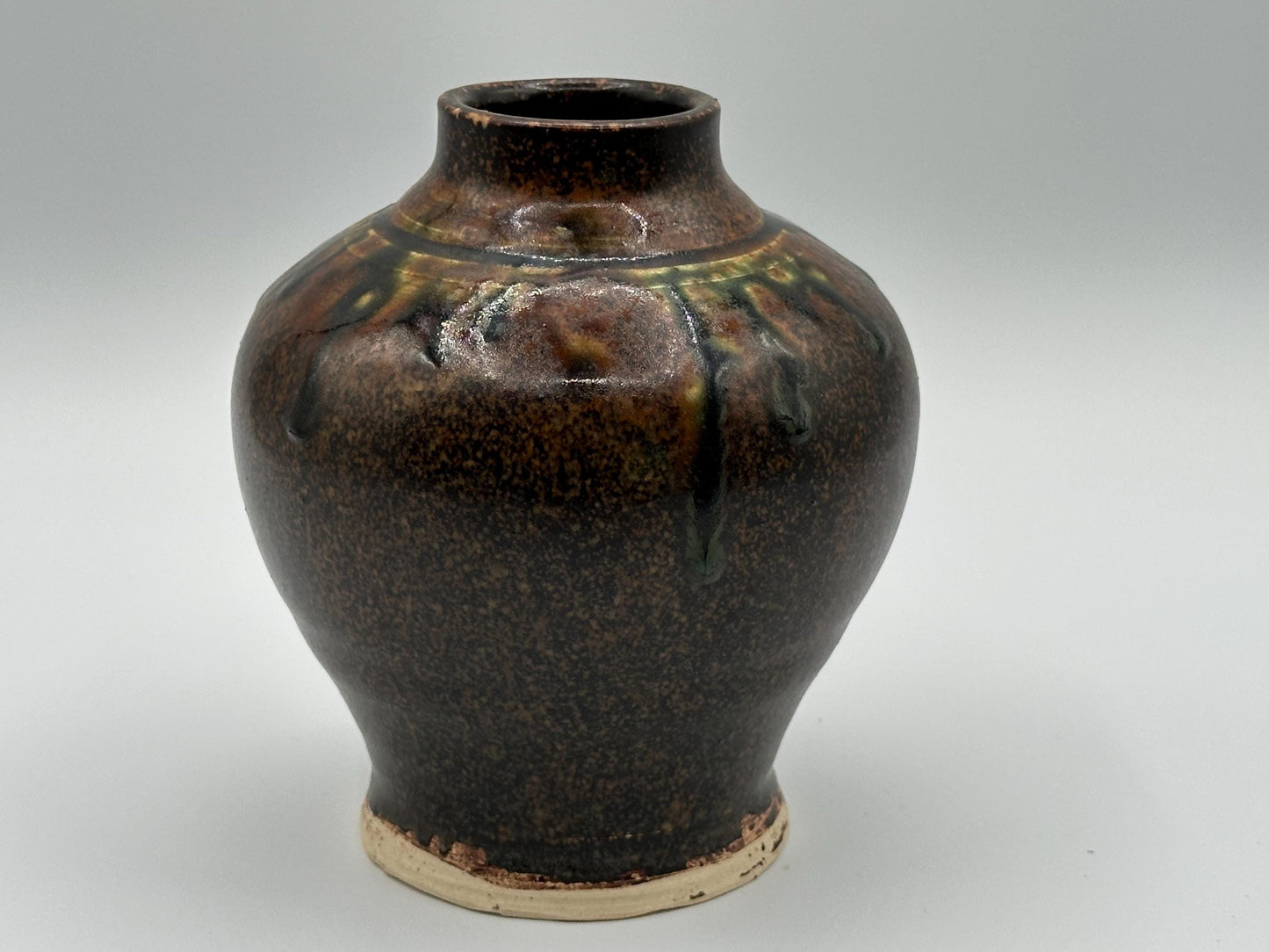 Rustic Speckled Pottery Vase: Handcrafted Ceramic Studio Decor for Modern Farmhouse Style