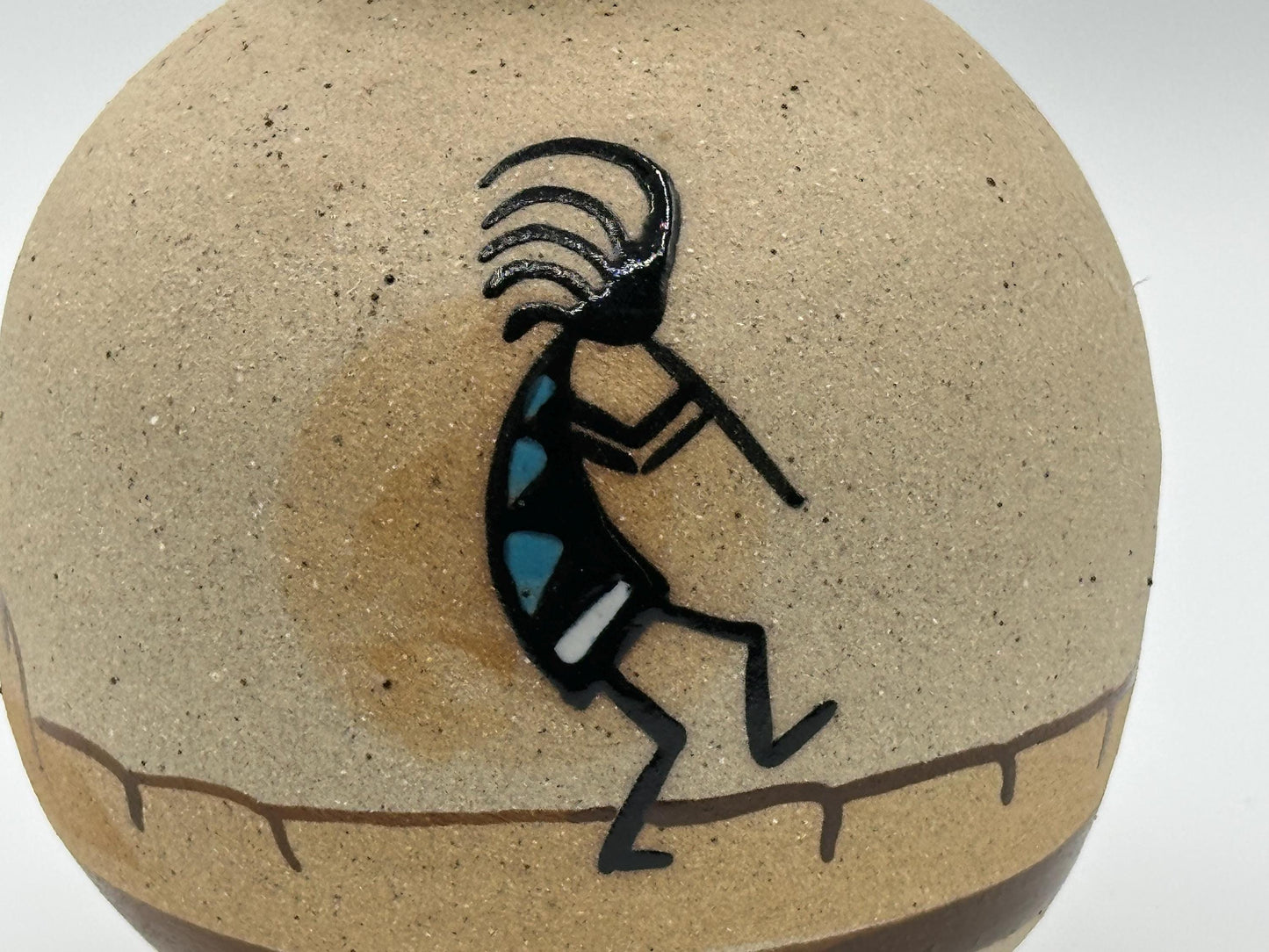 Vintage Hand-Painted Kokopelli Pottery Vase: Southwestern Desert Art, Native American Inspired Ceramic Decor