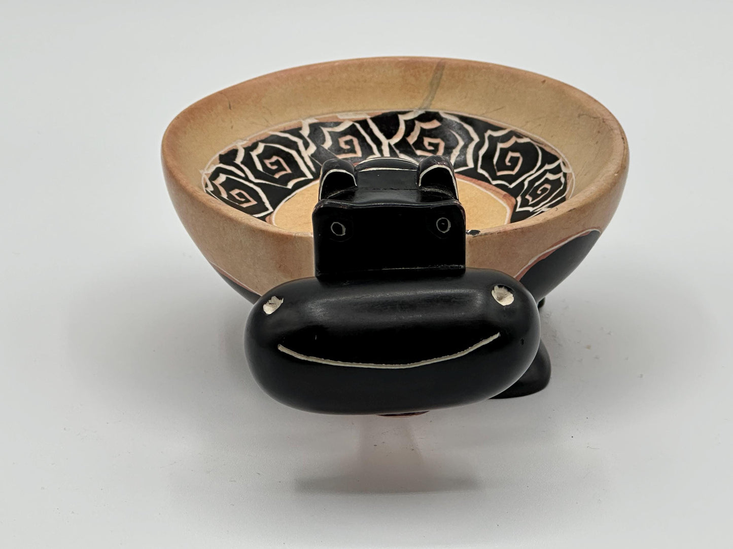Vintage Animal Pottery Bowl: Handcrafted Folk Art Ceramic Dish