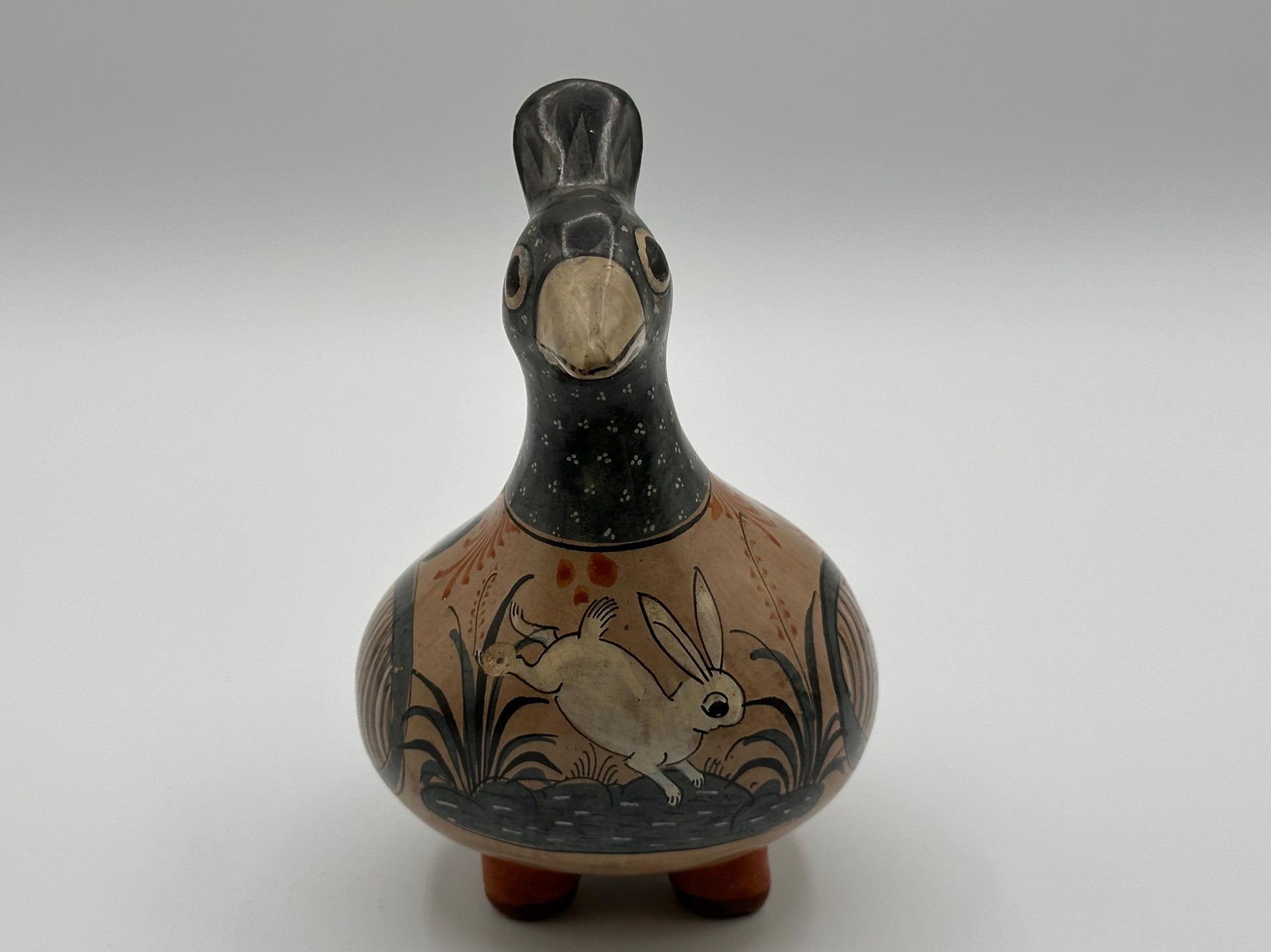 Hand-Painted Folk Art Ceramic Bird Figurine - Unique Mexican-Inspired Pottery Sculpture for Boho Decor