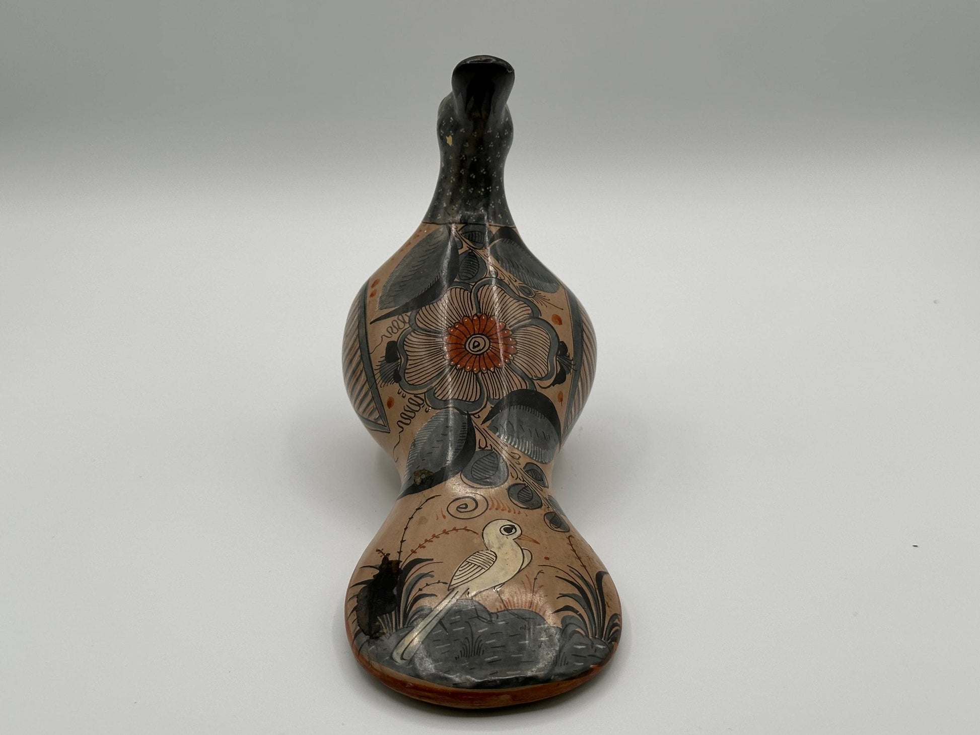 Hand-Painted Folk Art Ceramic Bird Figurine - Unique Mexican-Inspired Pottery Sculpture for Boho Decor