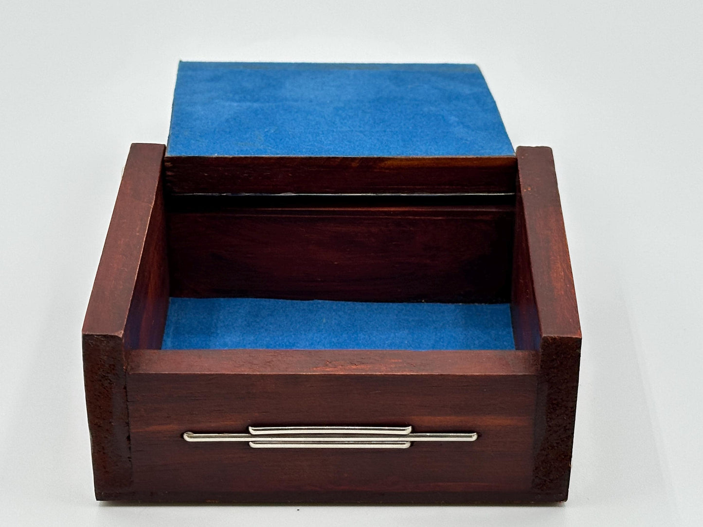 Rustic Handcrafted Wooden Jewelry Box with Hammered Metal Lid - Unique Keepsake Storage Gift