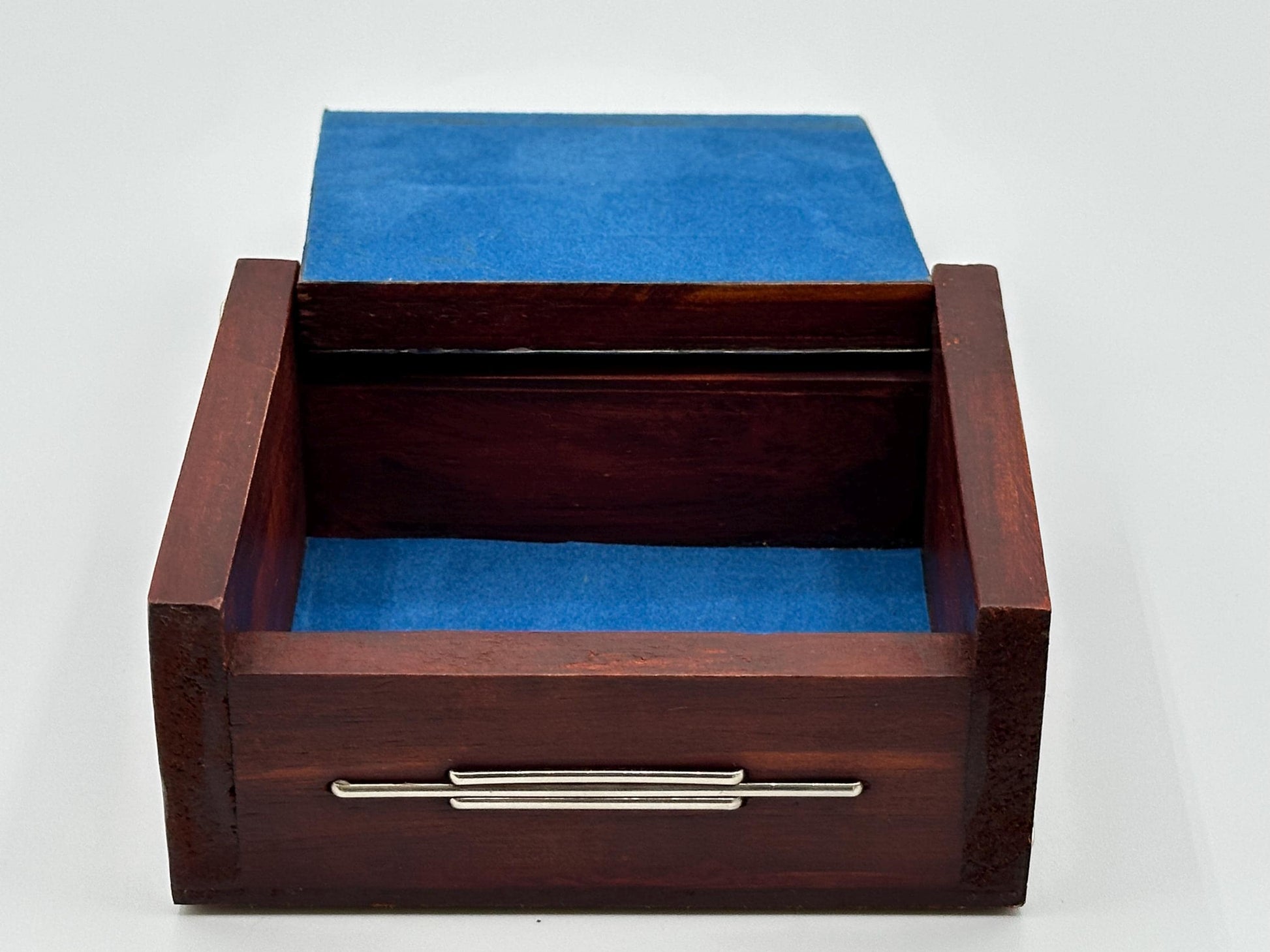 Rustic Handcrafted Wooden Jewelry Box with Hammered Metal Lid - Unique Keepsake Storage Gift