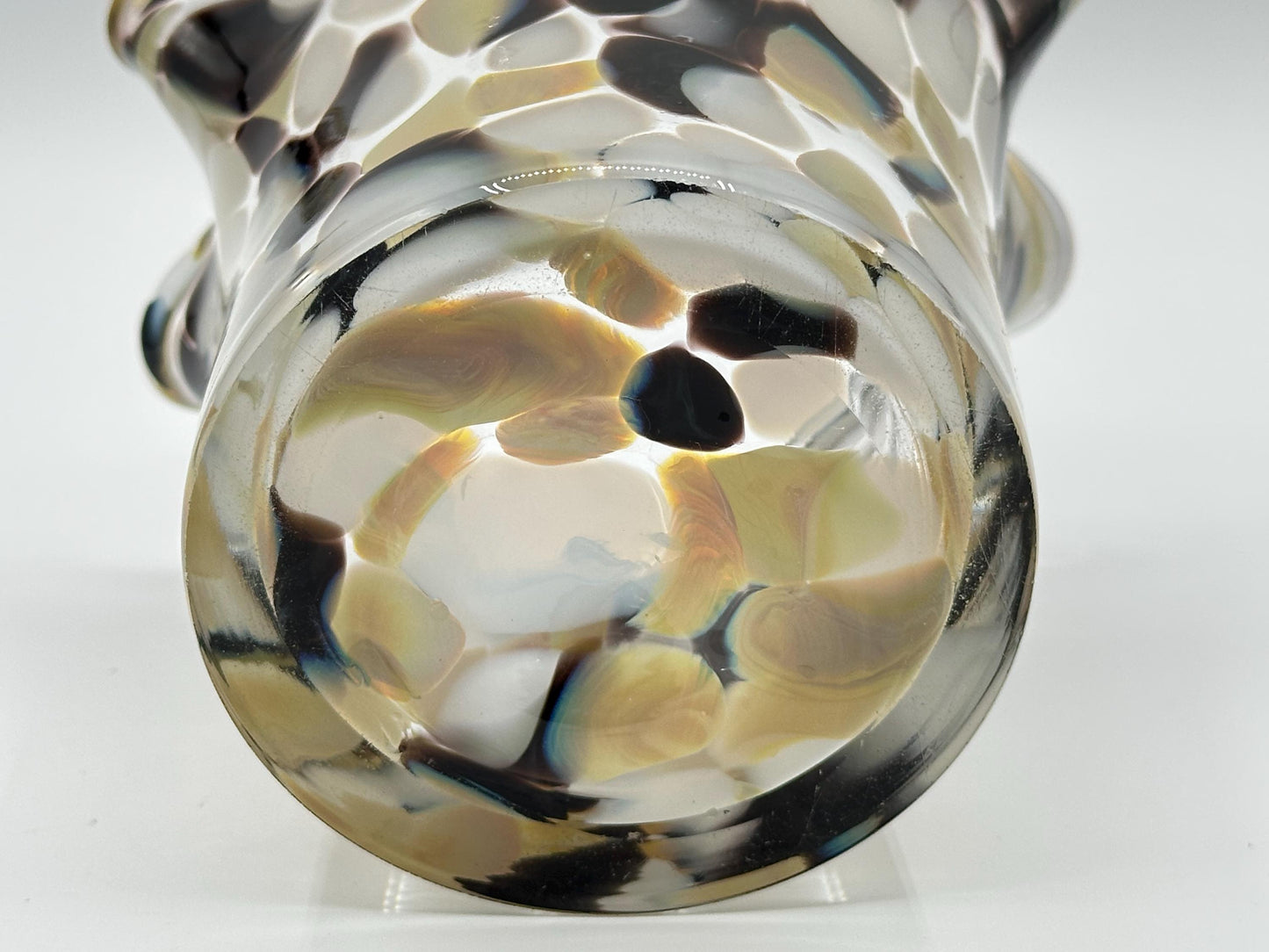 Vintage Zorza Hand-Blown Amber Brown Ruffled Art Glass Vase - Mid-Century Modern Home Decor Collectible