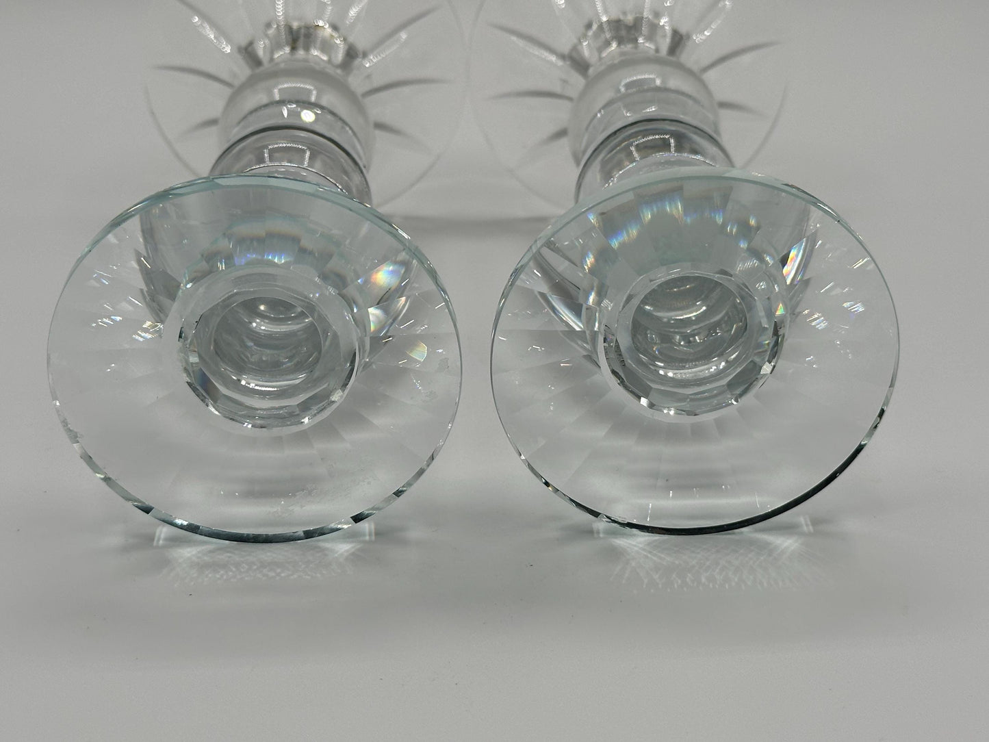 Elegant Crystal Glass Candlestick Holders: Stacked Orb Stem for Taper Candles, Vintage-Inspired Décor