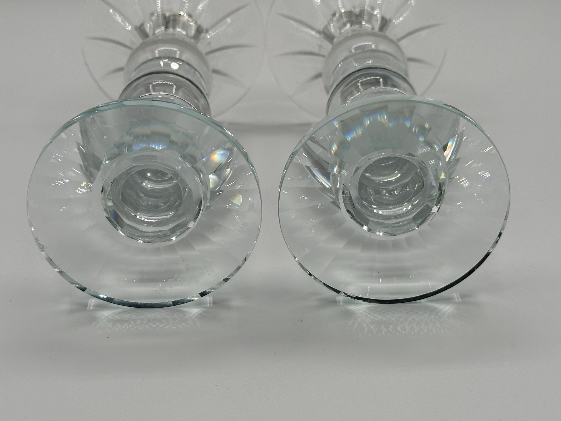 Elegant Crystal Glass Candlestick Holders: Stacked Orb Stem for Taper Candles, Vintage-Inspired Décor