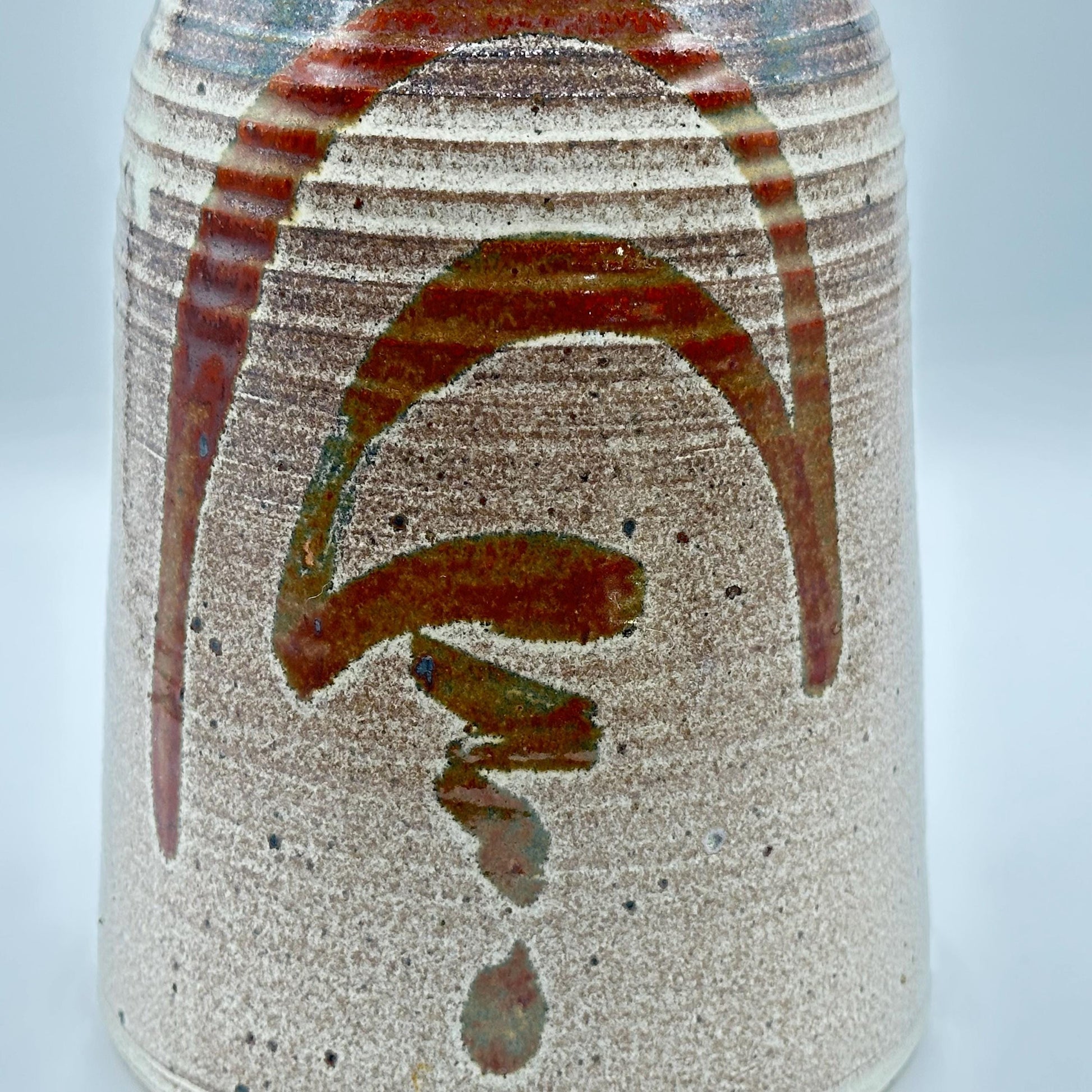 Rustic Japanese Stoneware Pottery Jar - Handmade Brown Ceramic Kitchen Canister with Lid