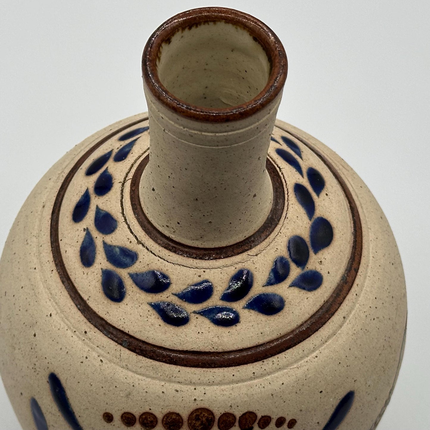 Vintage Hand-Painted Mexican Folk Art Vase - Rustic Ceramic Pottery with Bird & Floral Design