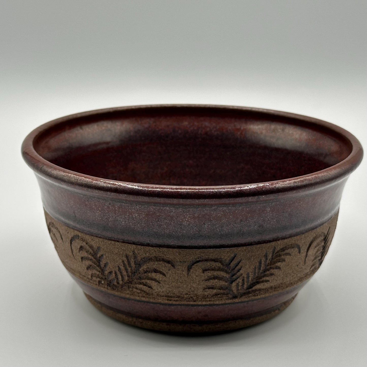 Rustic Stoneware Pottery Bowl - Handmade Ceramic Dish with Leaf Motif by Mountain Mud