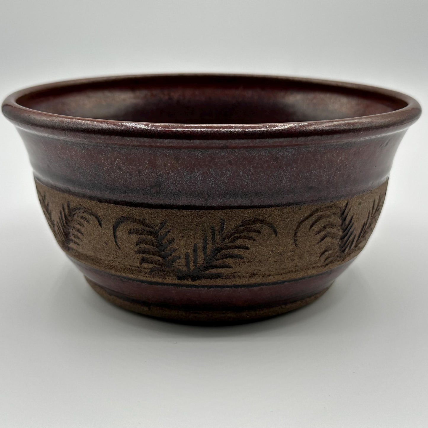 Rustic Stoneware Pottery Bowl - Handmade Ceramic Dish with Leaf Motif by Mountain Mud