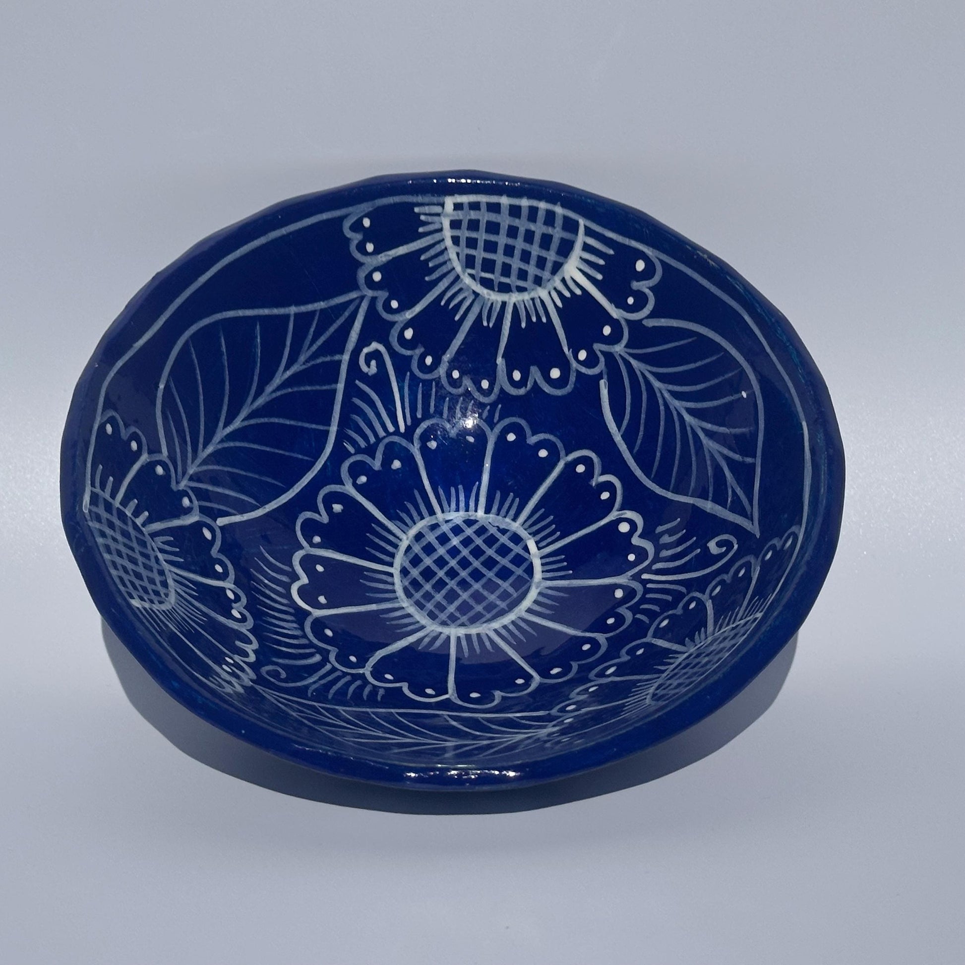 Hand-Painted Mexican Talavera Floral Ceramic Bowl - Colorful Pottery Dish for Home Decor and Serving