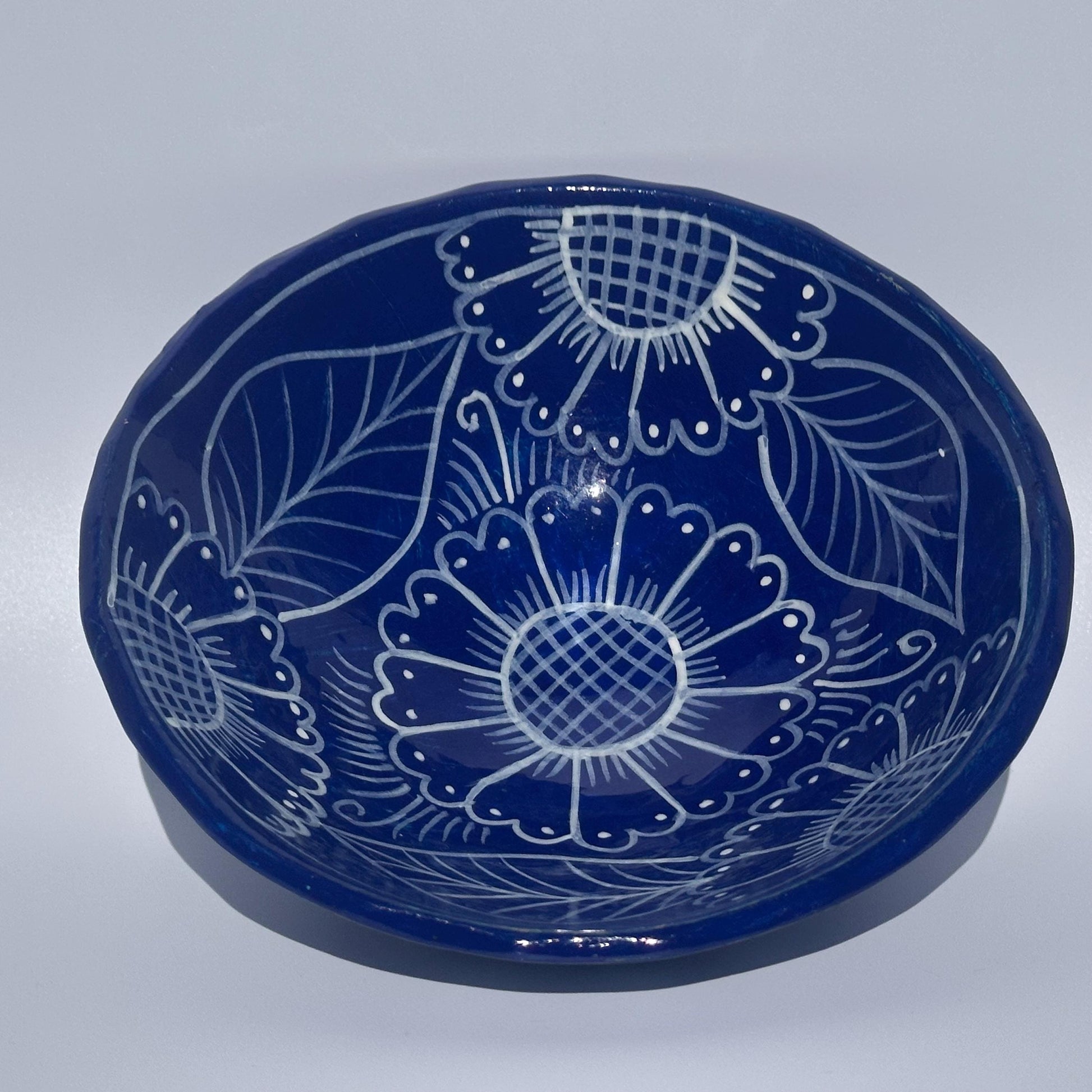 Hand-Painted Mexican Talavera Floral Ceramic Bowl - Colorful Pottery Dish for Home Decor and Serving