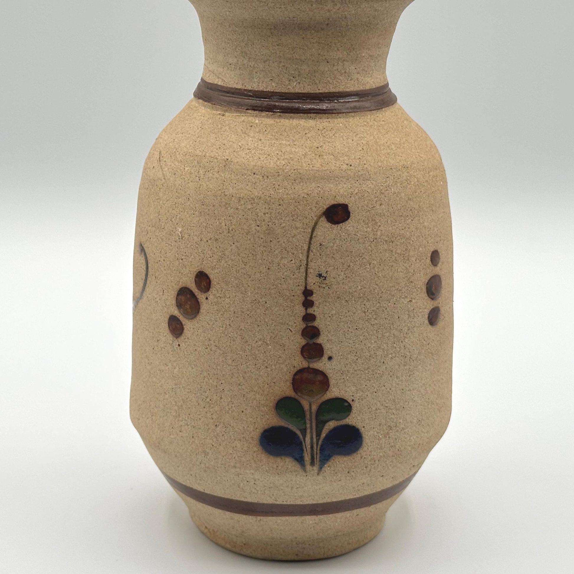 Rustic Hand-Painted Mexican Folk Art Vase - Vintage Ceramic Pottery with Bird & Floral Design