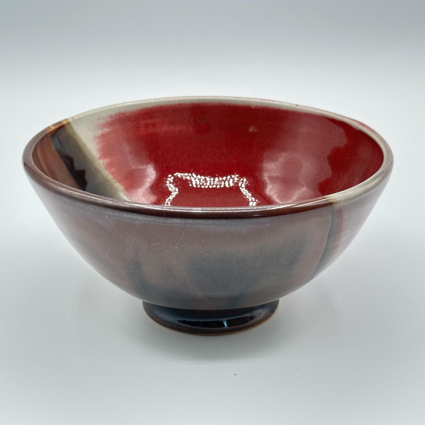 Artisan Red-Brown Glazed Stoneware Bowl - Handmade Ceramic Pottery for Serving and Display