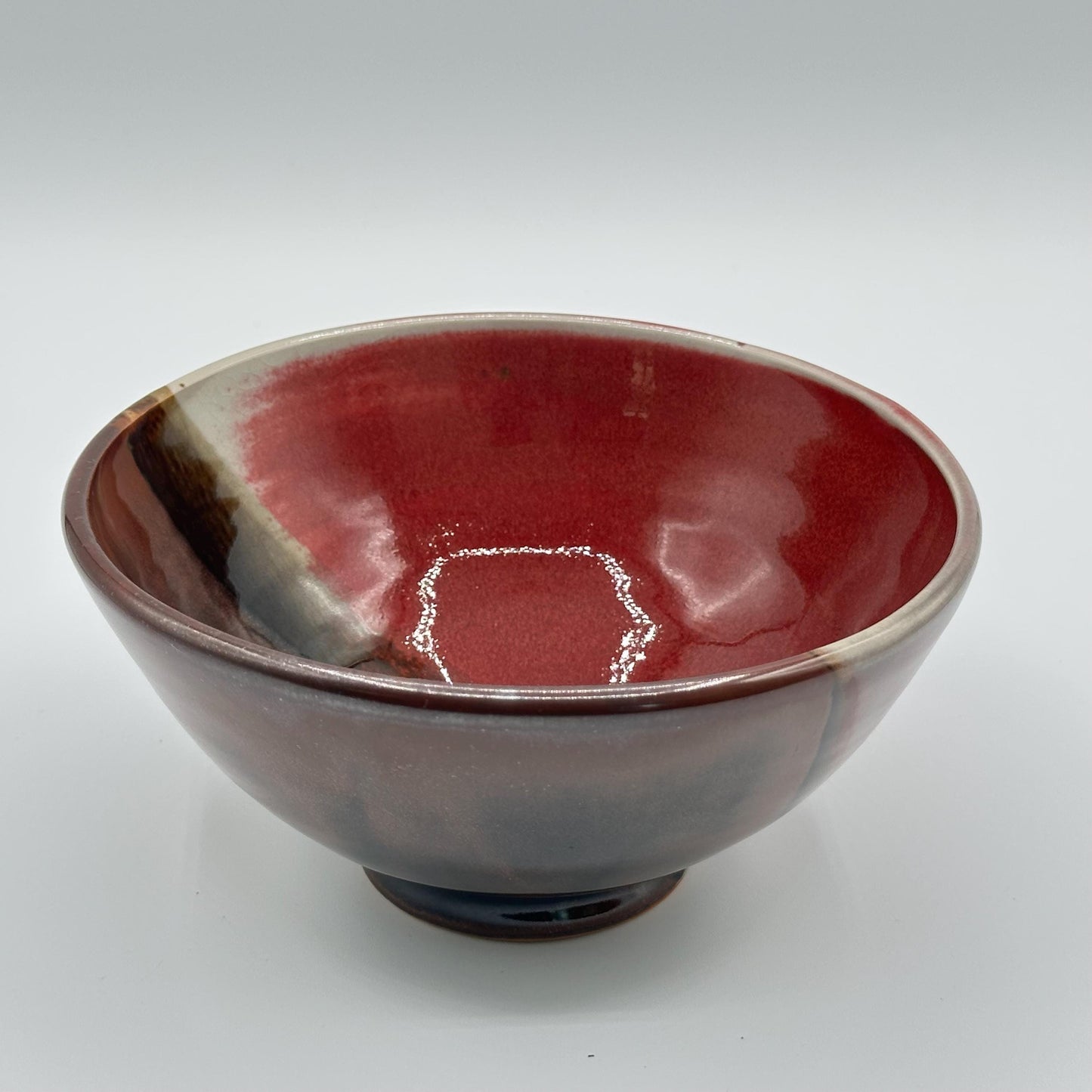Artisan Red-Brown Glazed Stoneware Bowl - Handmade Ceramic Pottery for Serving and Display