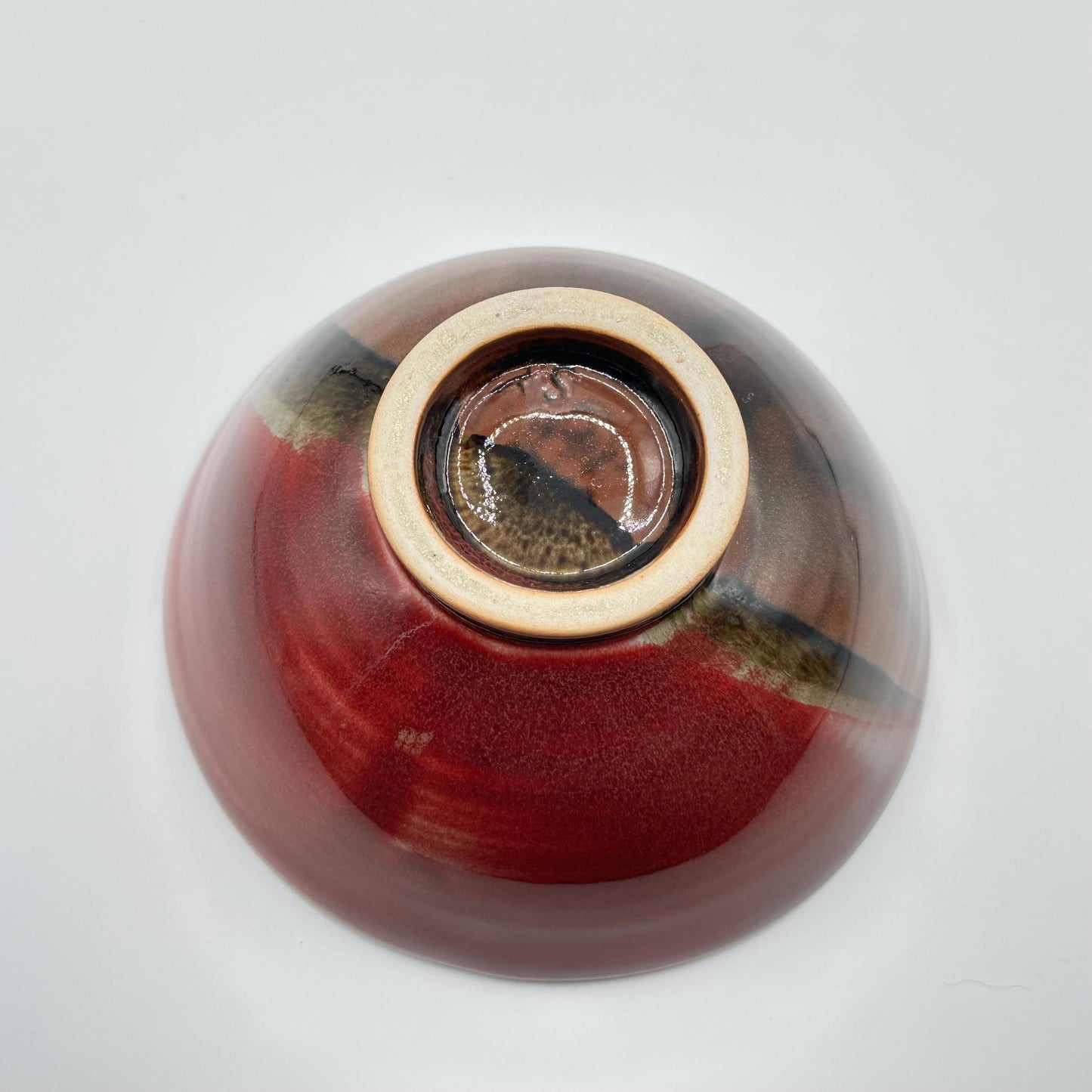 Artisan Red-Brown Glazed Stoneware Bowl - Handmade Ceramic Pottery for Serving and Display