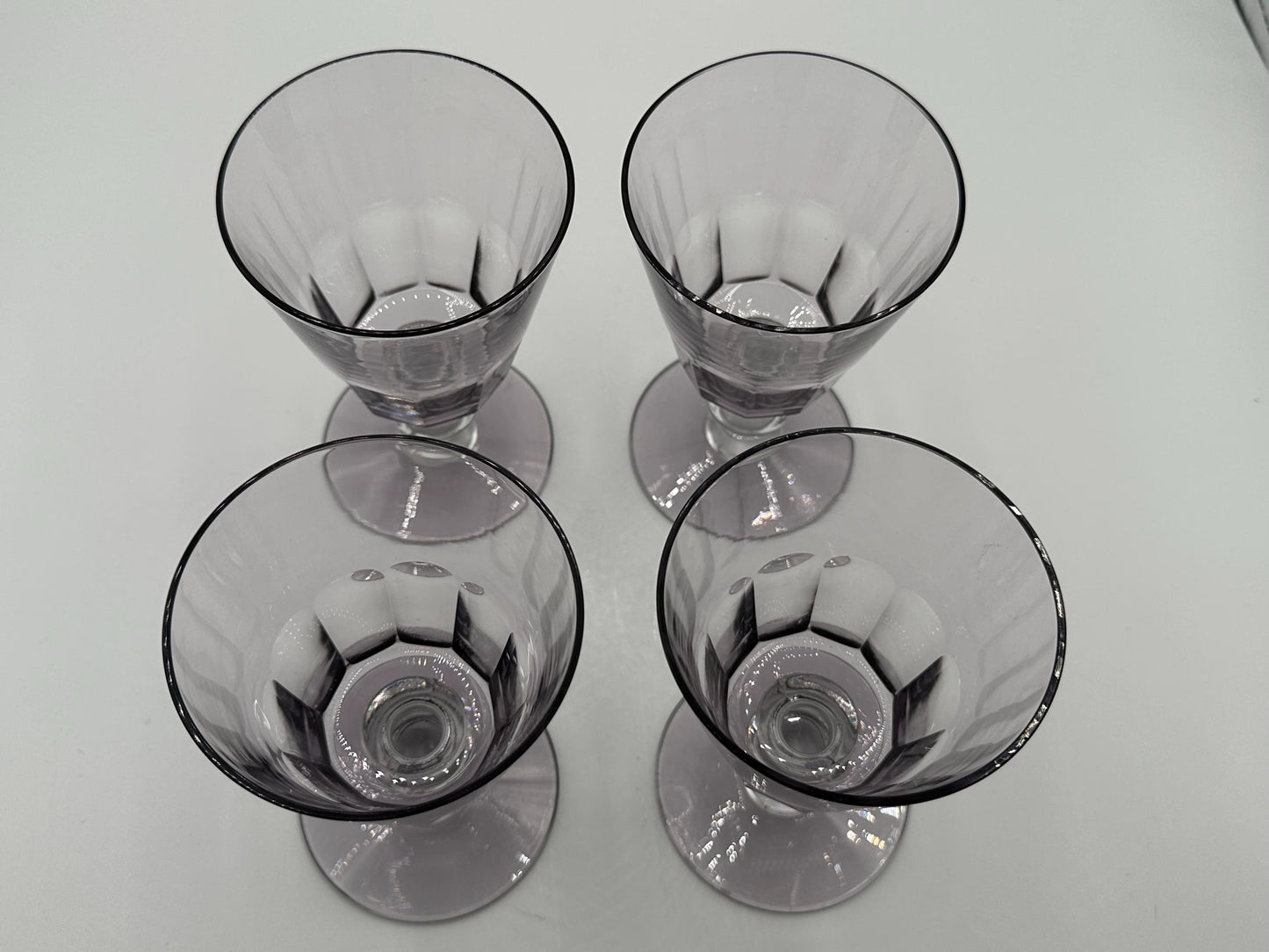 Vintage Amethyst Goblets: Set of 4 Elegant Purple Glass Stemware for Wine or Water
