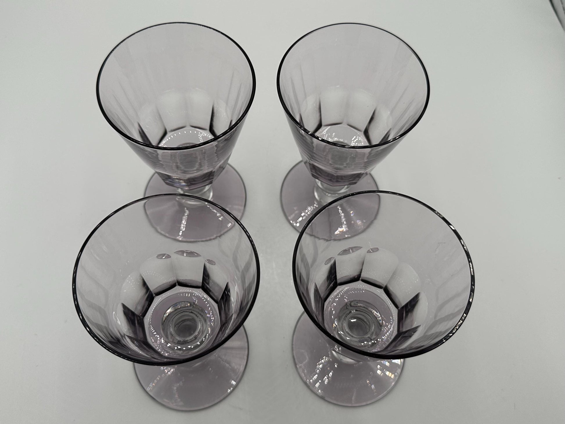 Vintage Amethyst Goblets: Set of 4 Elegant Purple Glass Stemware for Wine or Water