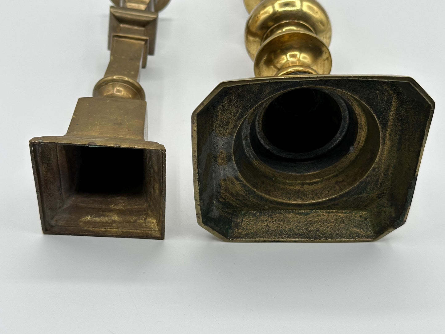 Mismatched Vintage Brass Candlesticks - Tall Eclectic Taper Holders for Rustic Farmhouse Decor