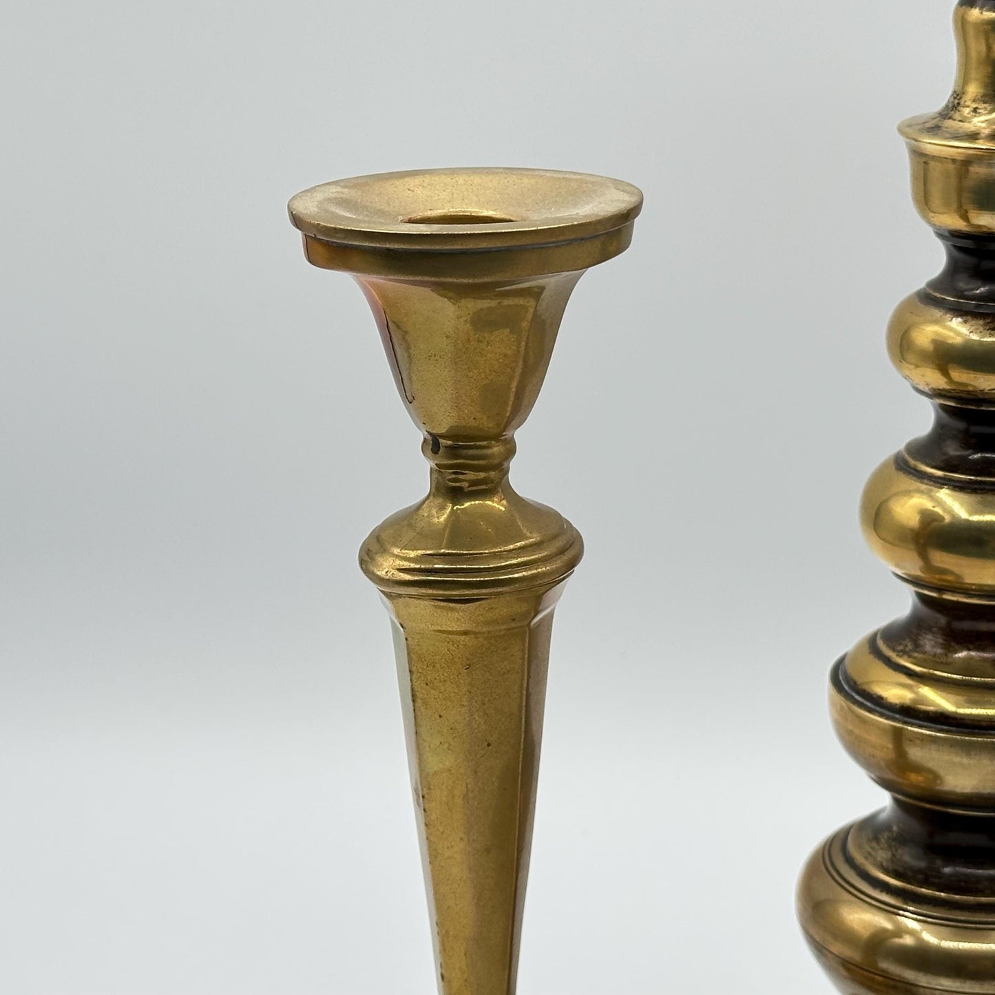 Vintage Brass Candlestick Set: 3 Mismatched Antique-Style Holders for Eclectic Home Decor