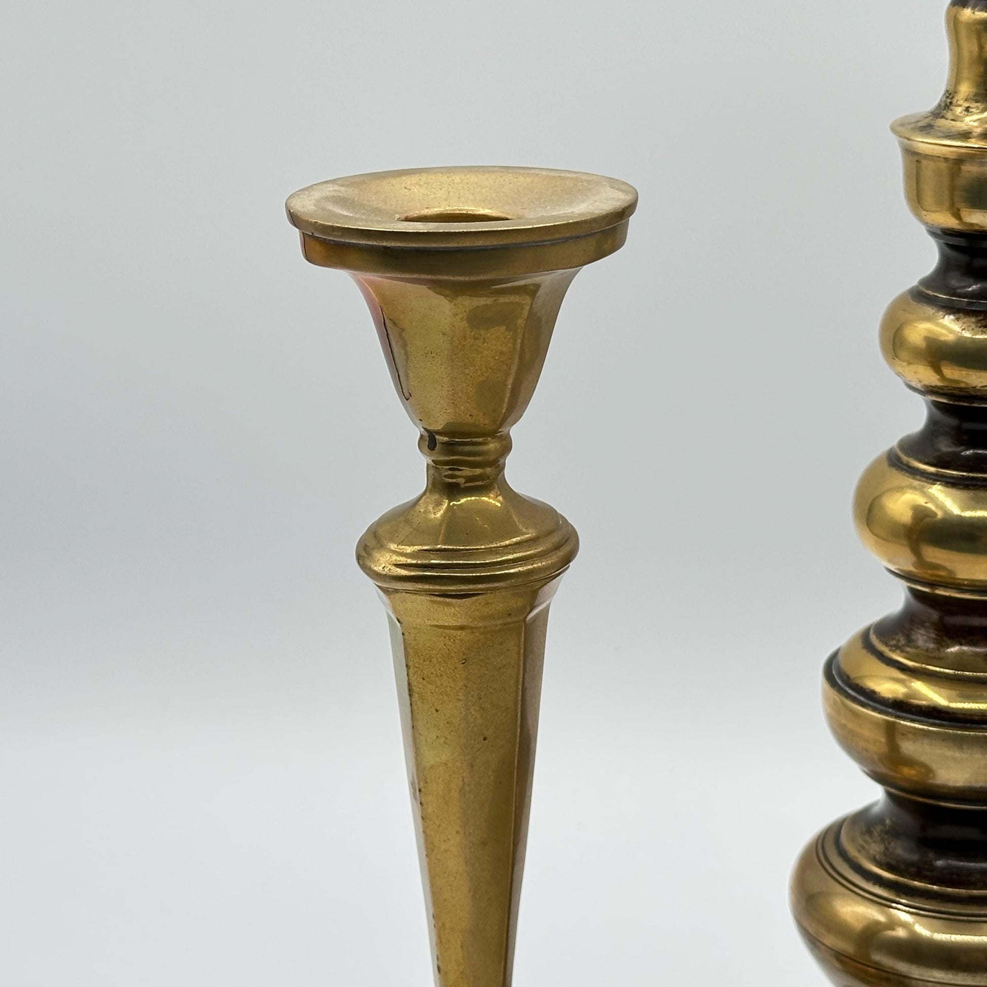 Vintage Brass Candlestick Set: 3 Mismatched Antique-Style Holders for Eclectic Home Decor