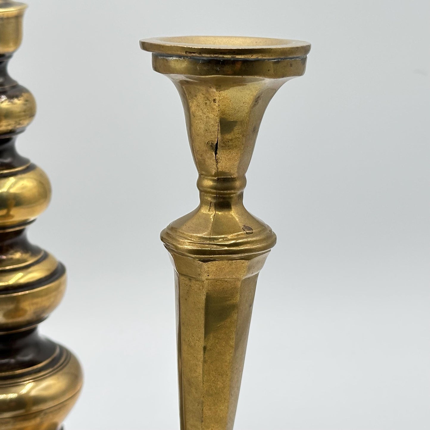 Vintage Brass Candlestick Set: 3 Mismatched Antique-Style Holders for Eclectic Home Decor