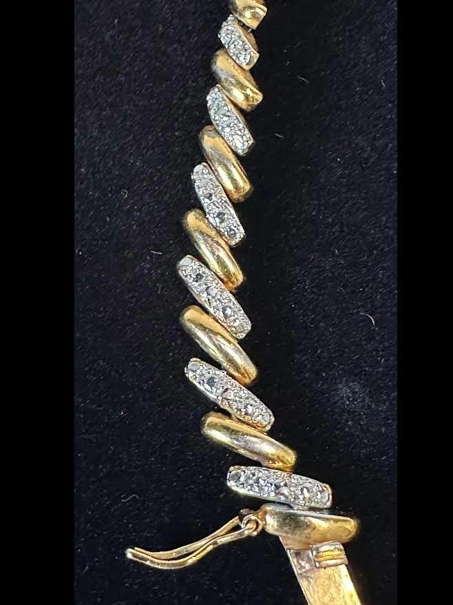Elegant Iced Out Gold Tone Sterling Silver Cuban Link Bracelet with Sparkling Crystals