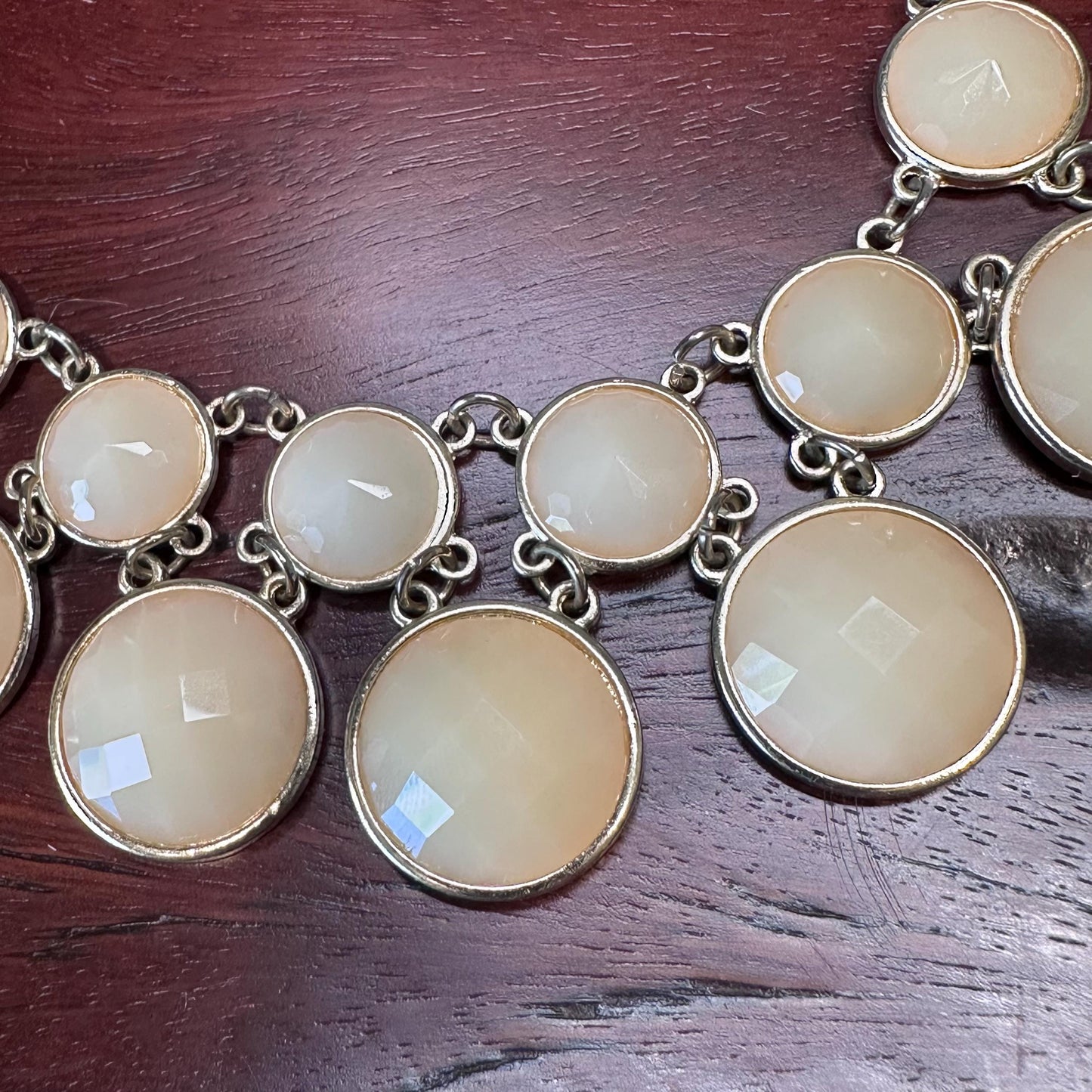 Elegant Beige Cabochon Statement Choker | Cream & Gold Tone Dot Necklace for Formal Events