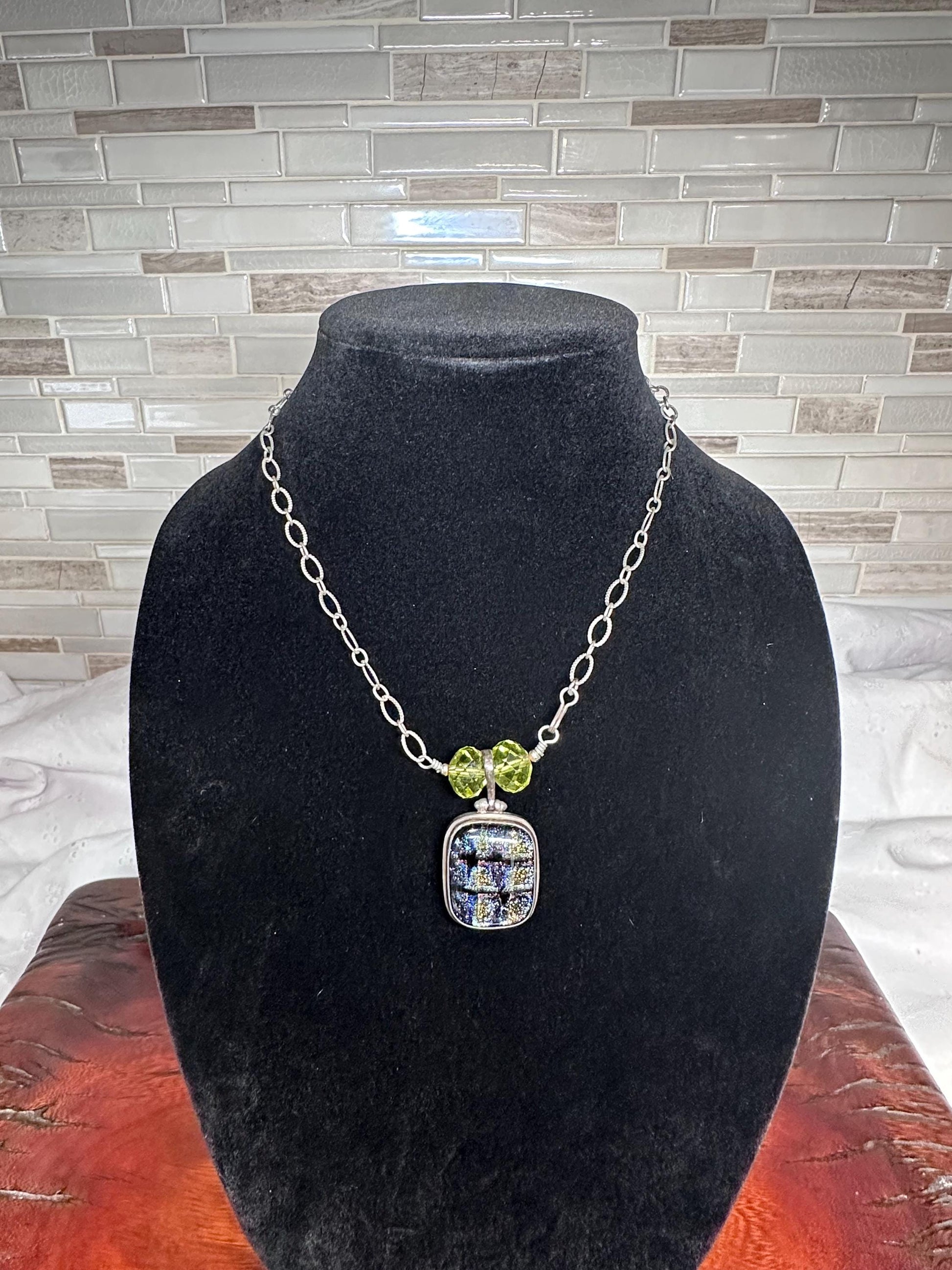 Shimmering Dichroic Glass Pendant: Handcrafted Artisan Jewelry for Elegant Everyday Wear