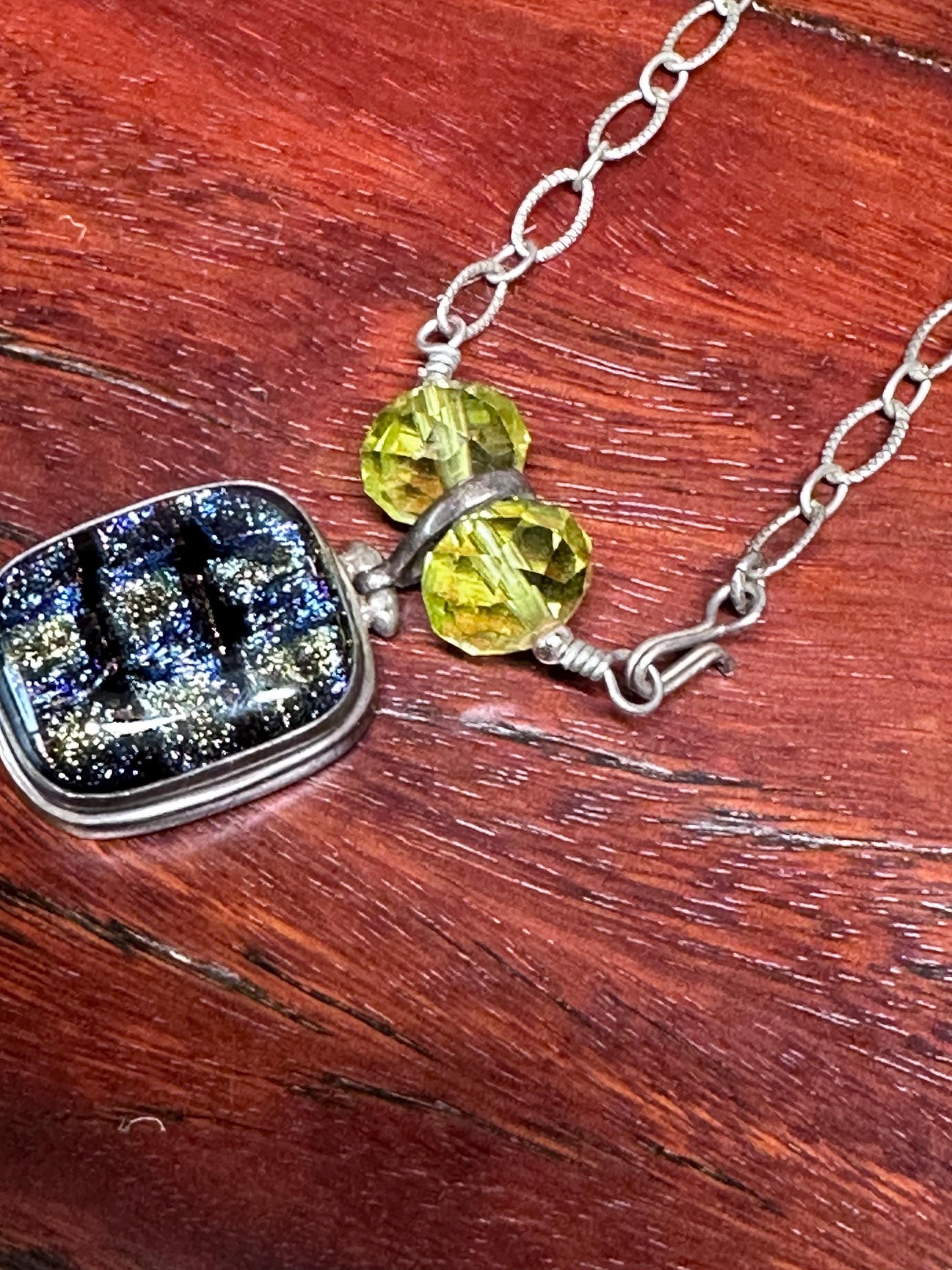 Shimmering Dichroic Glass Pendant: Handcrafted Artisan Jewelry for Elegant Everyday Wear