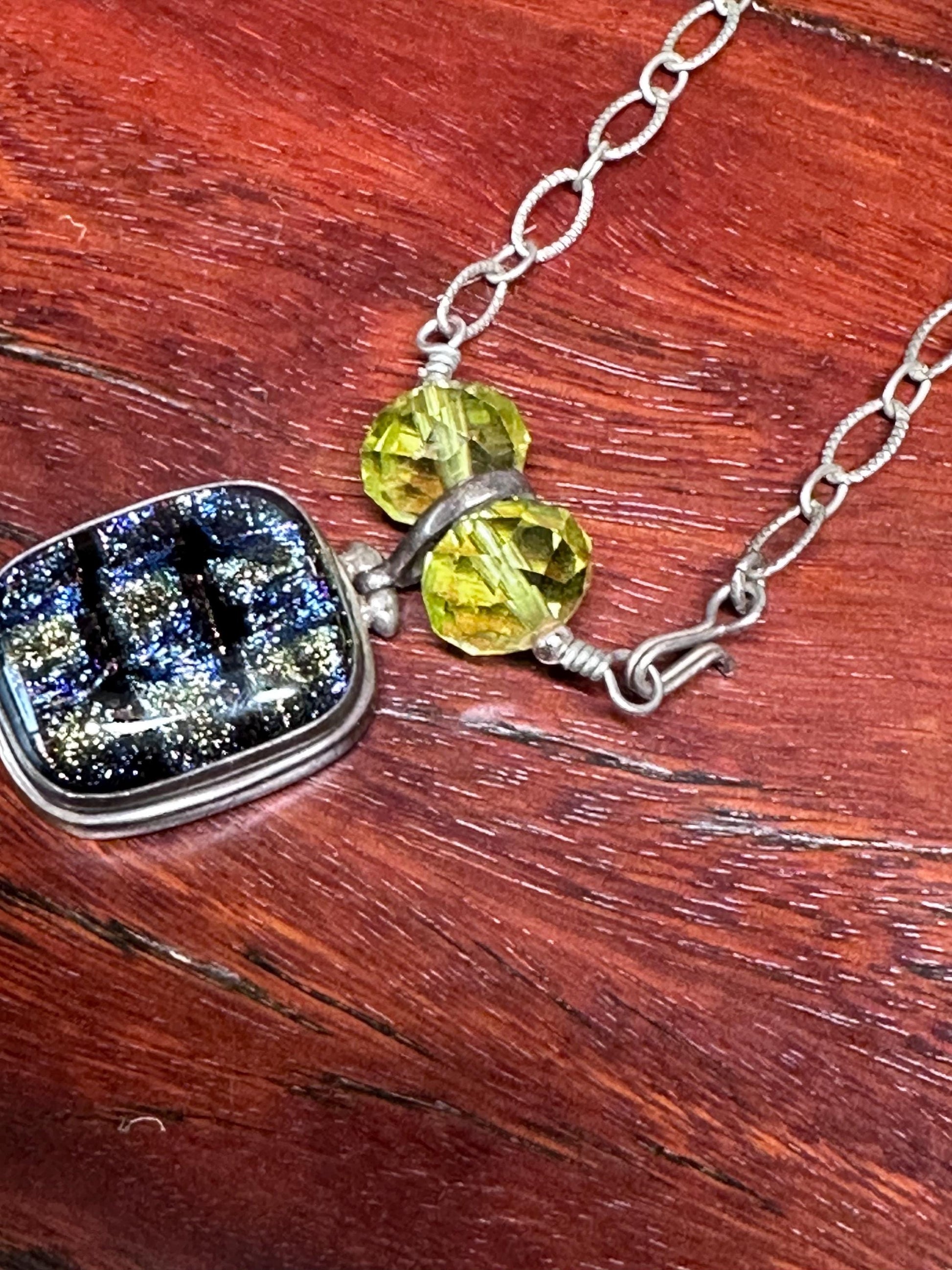 Shimmering Dichroic Glass Pendant: Handcrafted Artisan Jewelry for Elegant Everyday Wear