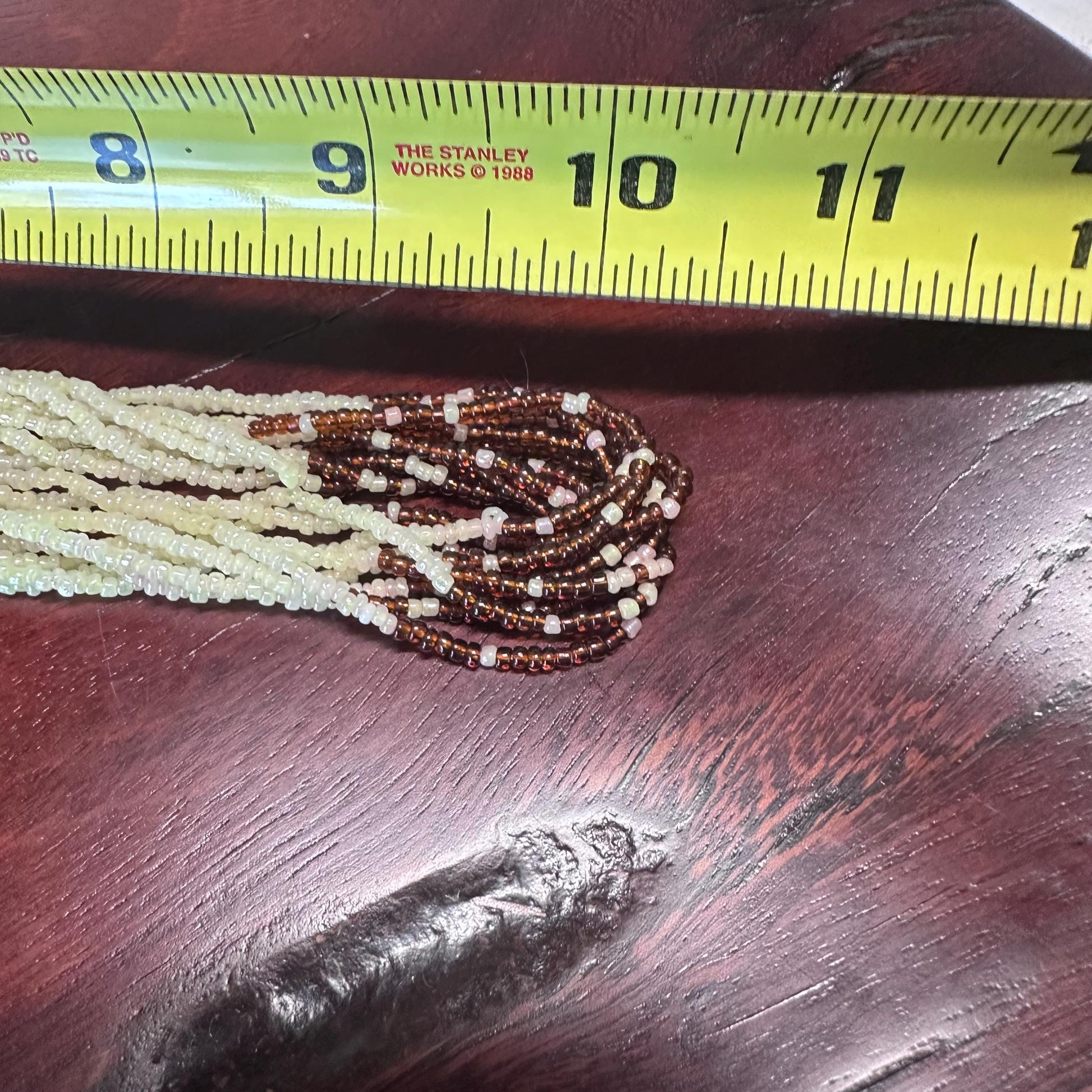 Bohemian Multi-Strand Seed Bead Necklace - Vintage Inspired Tribal Statement Jewelry in Ivory and Brown